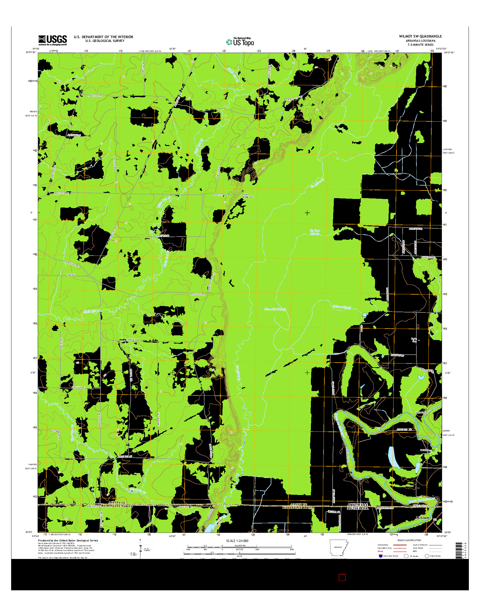 USGS US TOPO 7.5-MINUTE MAP FOR WILMOT SW, AR-LA 2014