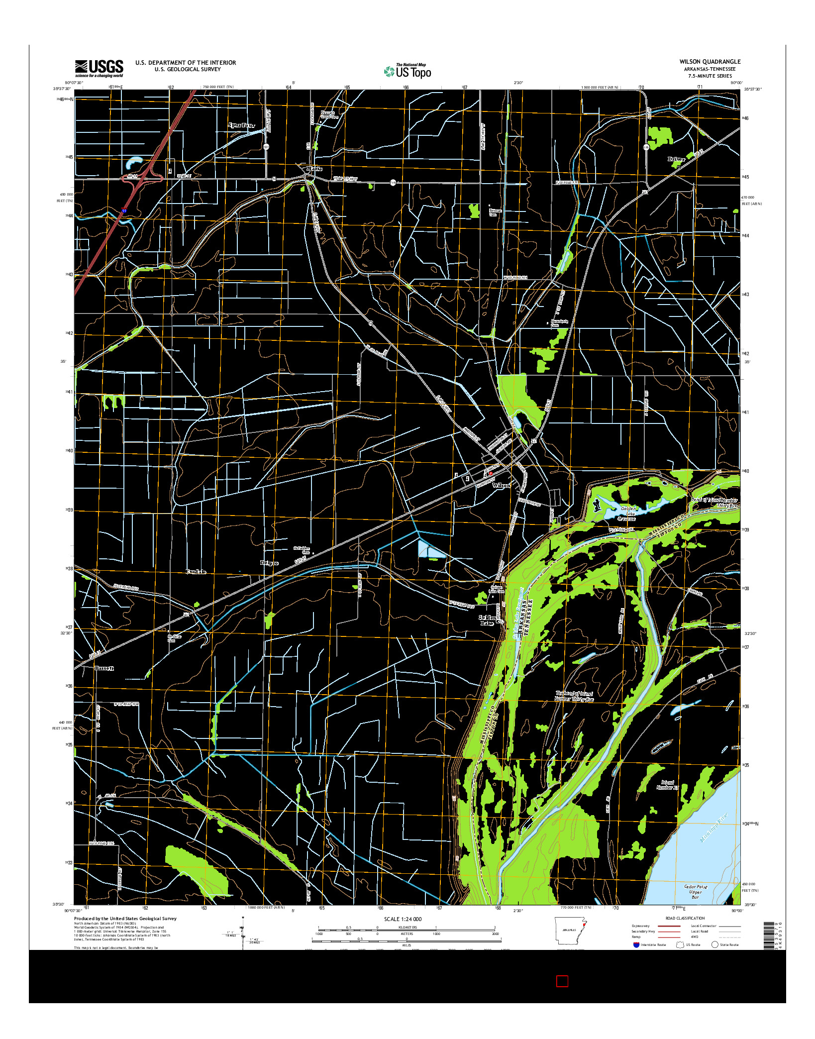 USGS US TOPO 7.5-MINUTE MAP FOR WILSON, AR-TN 2014