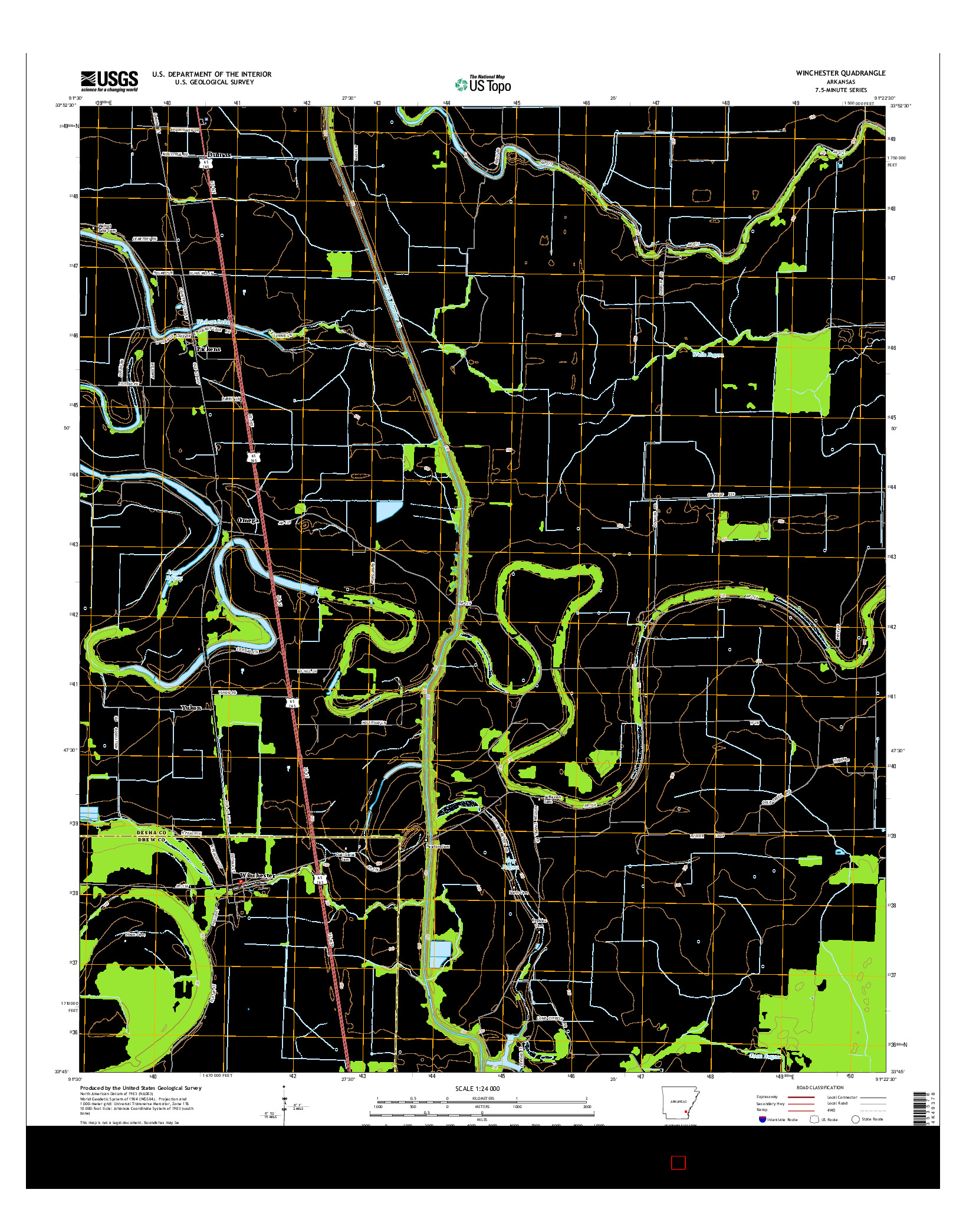 USGS US TOPO 7.5-MINUTE MAP FOR WINCHESTER, AR 2014