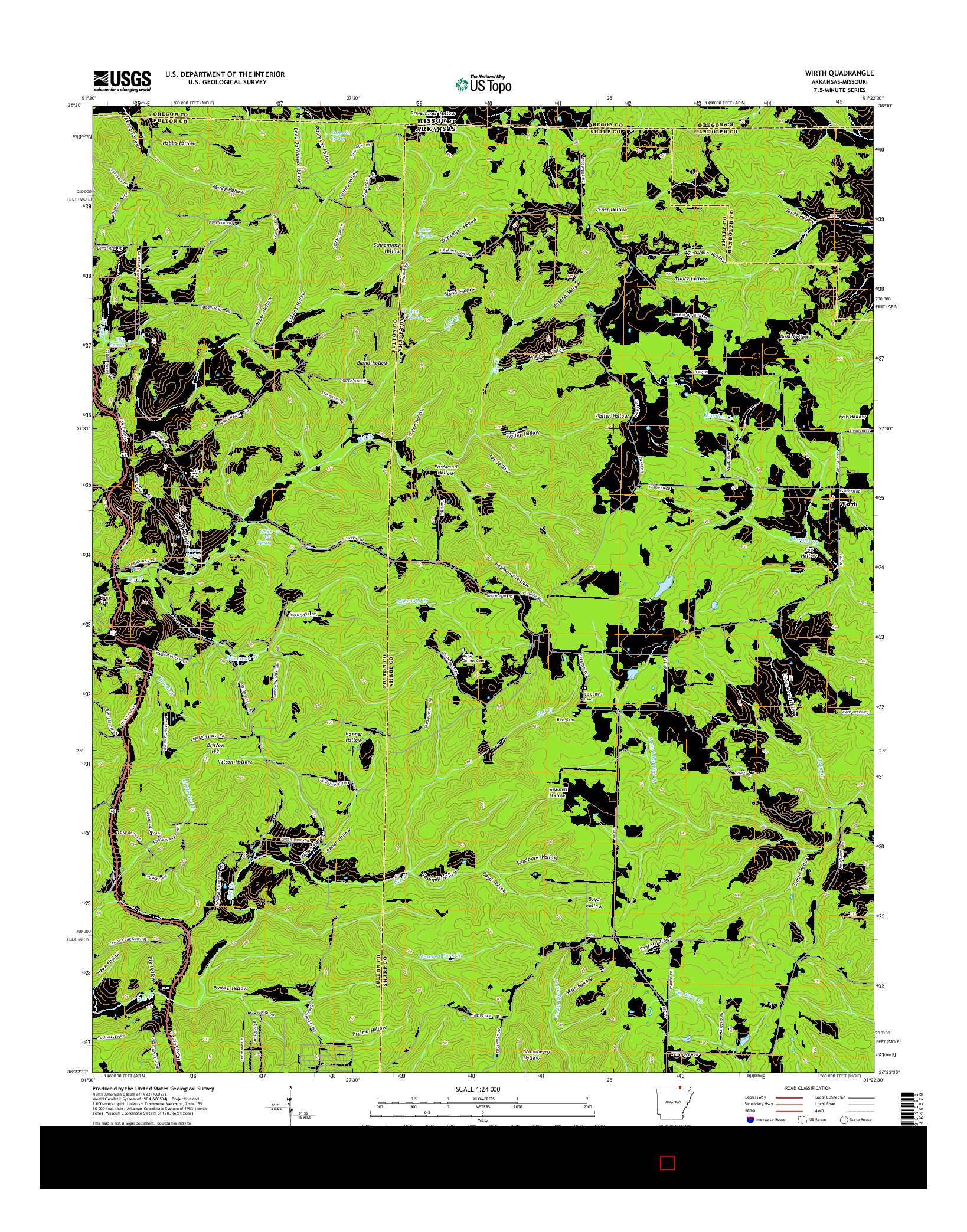 USGS US TOPO 7.5-MINUTE MAP FOR WIRTH, AR-MO 2014