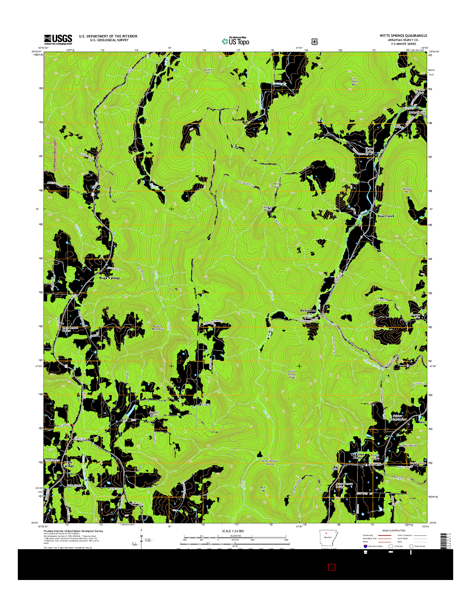 USGS US TOPO 7.5-MINUTE MAP FOR WITTS SPRINGS, AR 2014