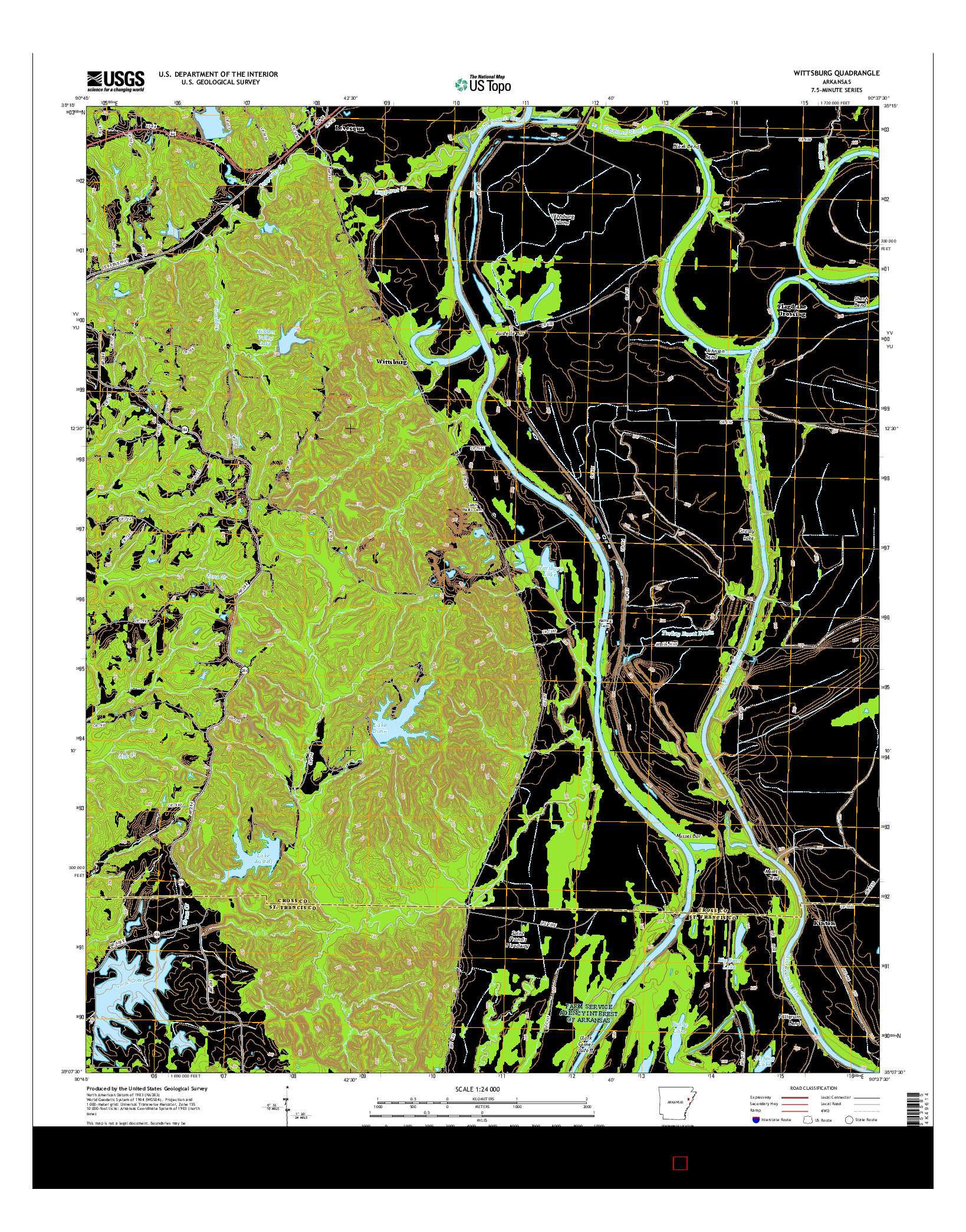 USGS US TOPO 7.5-MINUTE MAP FOR WITTSBURG, AR 2014