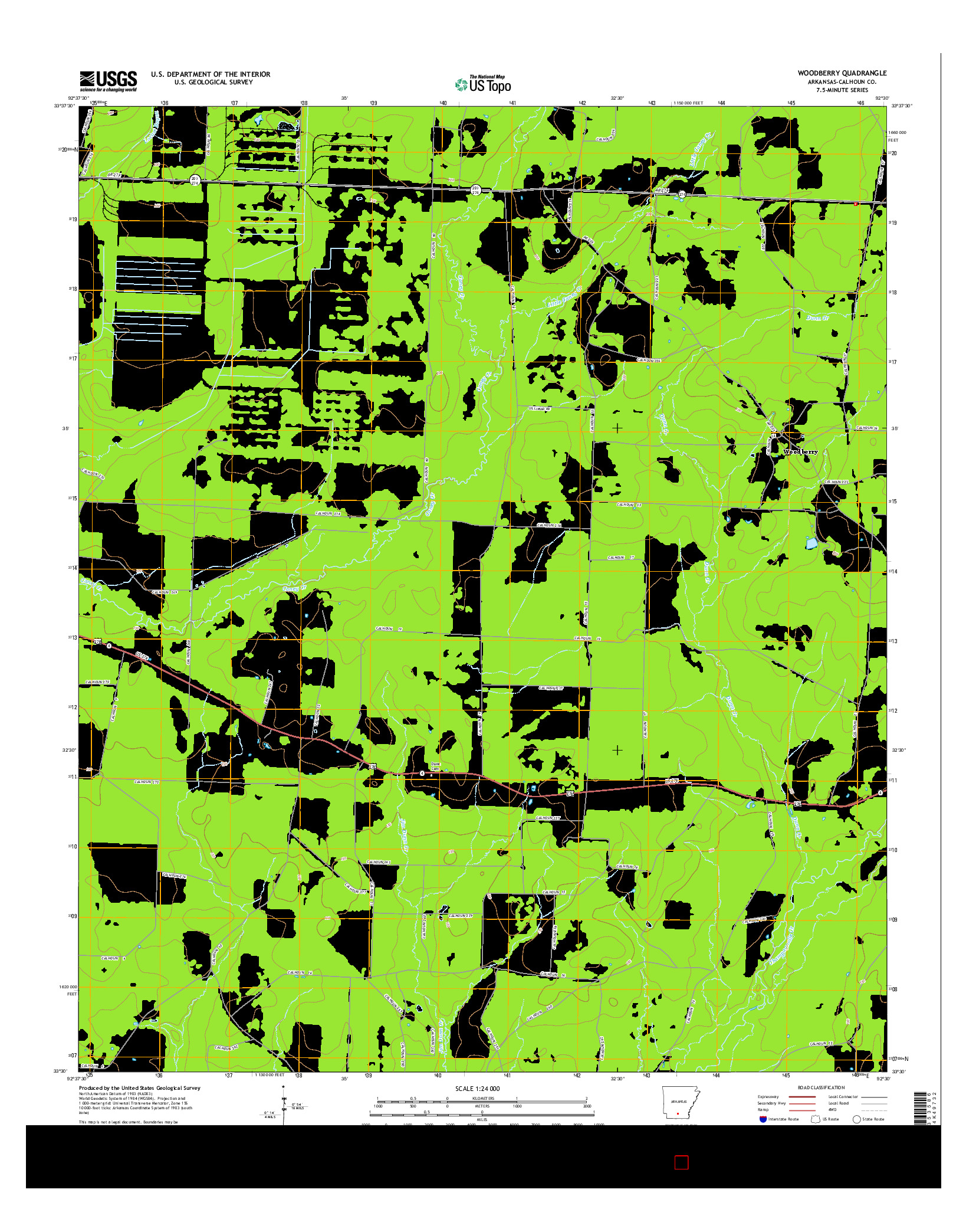 USGS US TOPO 7.5-MINUTE MAP FOR WOODBERRY, AR 2014