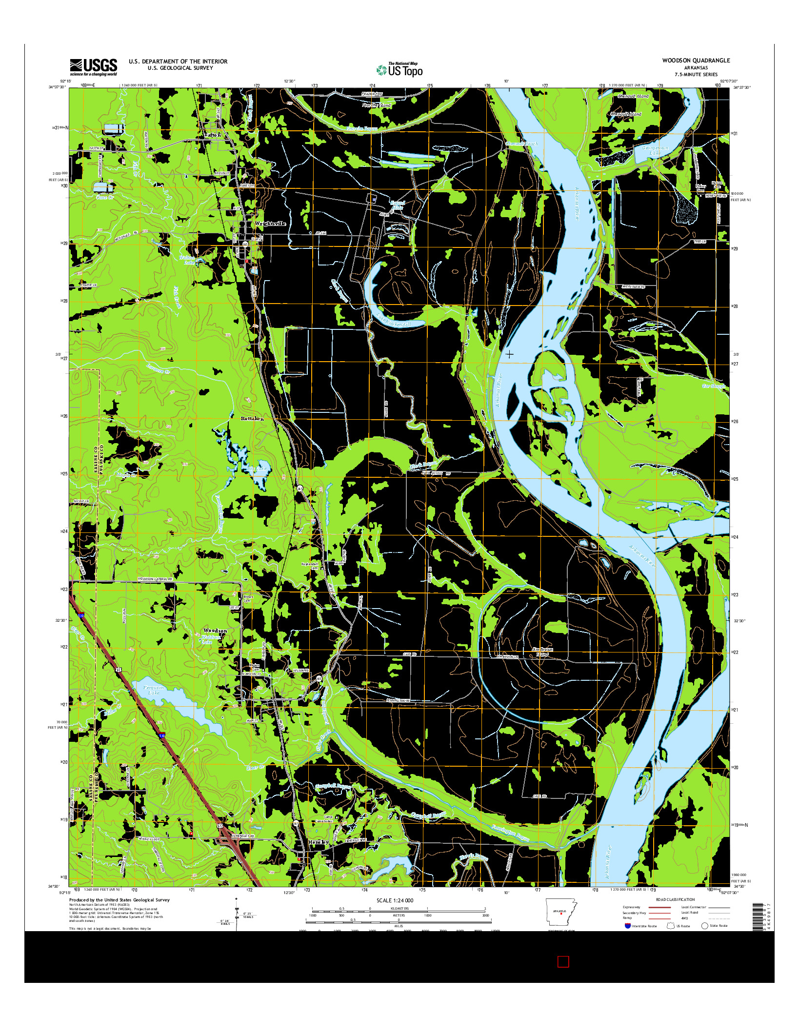 USGS US TOPO 7.5-MINUTE MAP FOR WOODSON, AR 2014