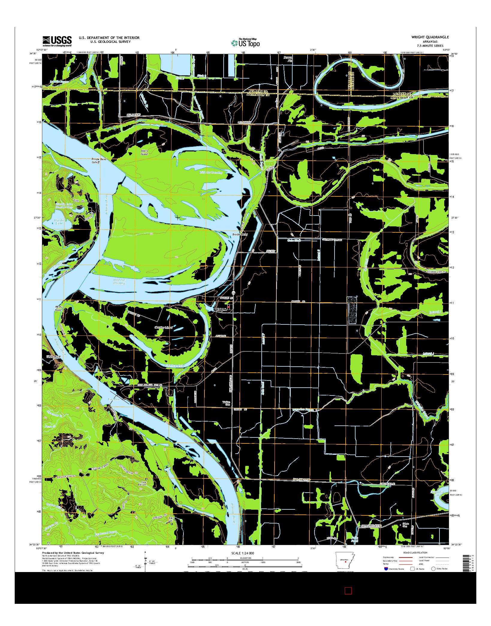 USGS US TOPO 7.5-MINUTE MAP FOR WRIGHT, AR 2014