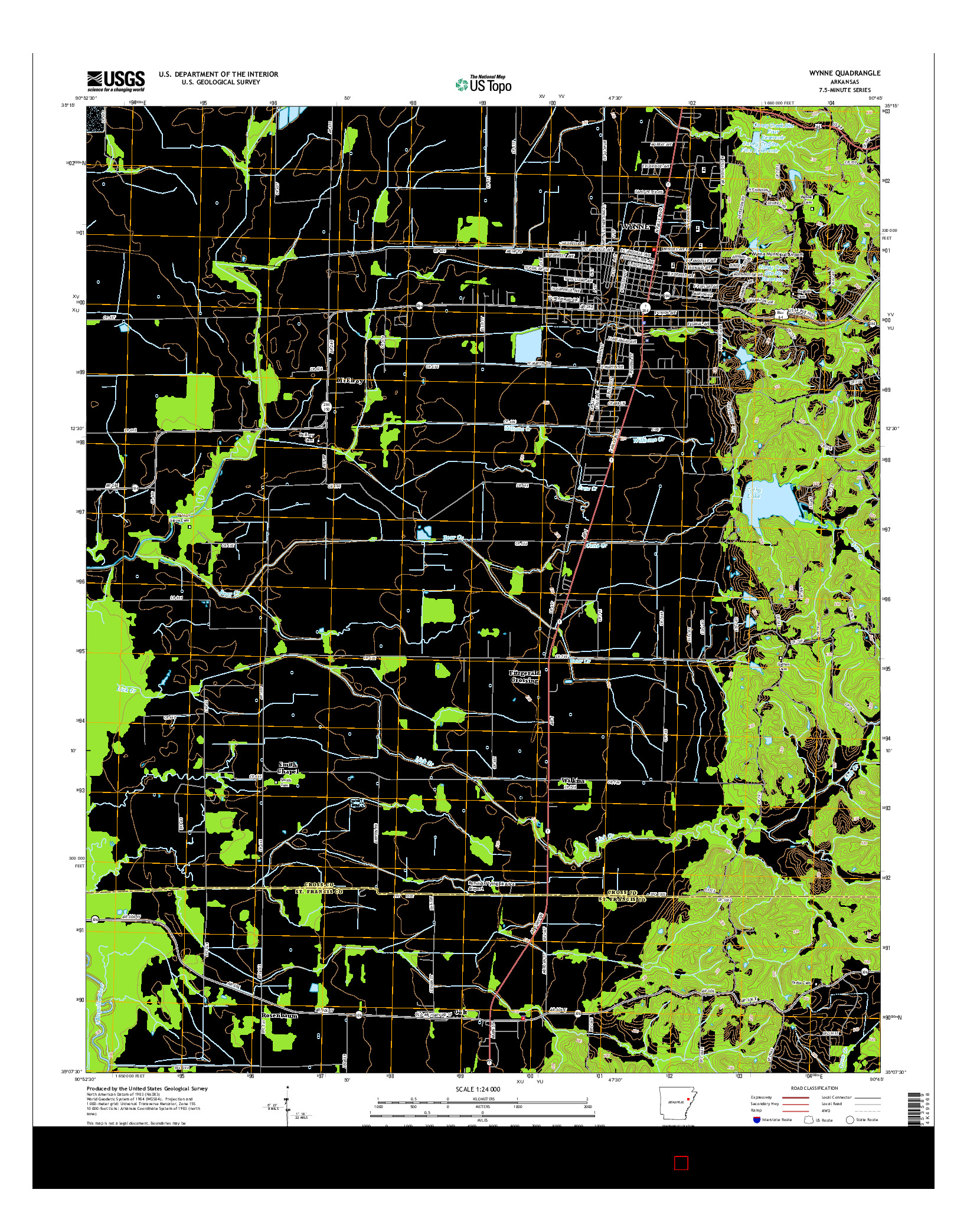 USGS US TOPO 7.5-MINUTE MAP FOR WYNNE, AR 2014