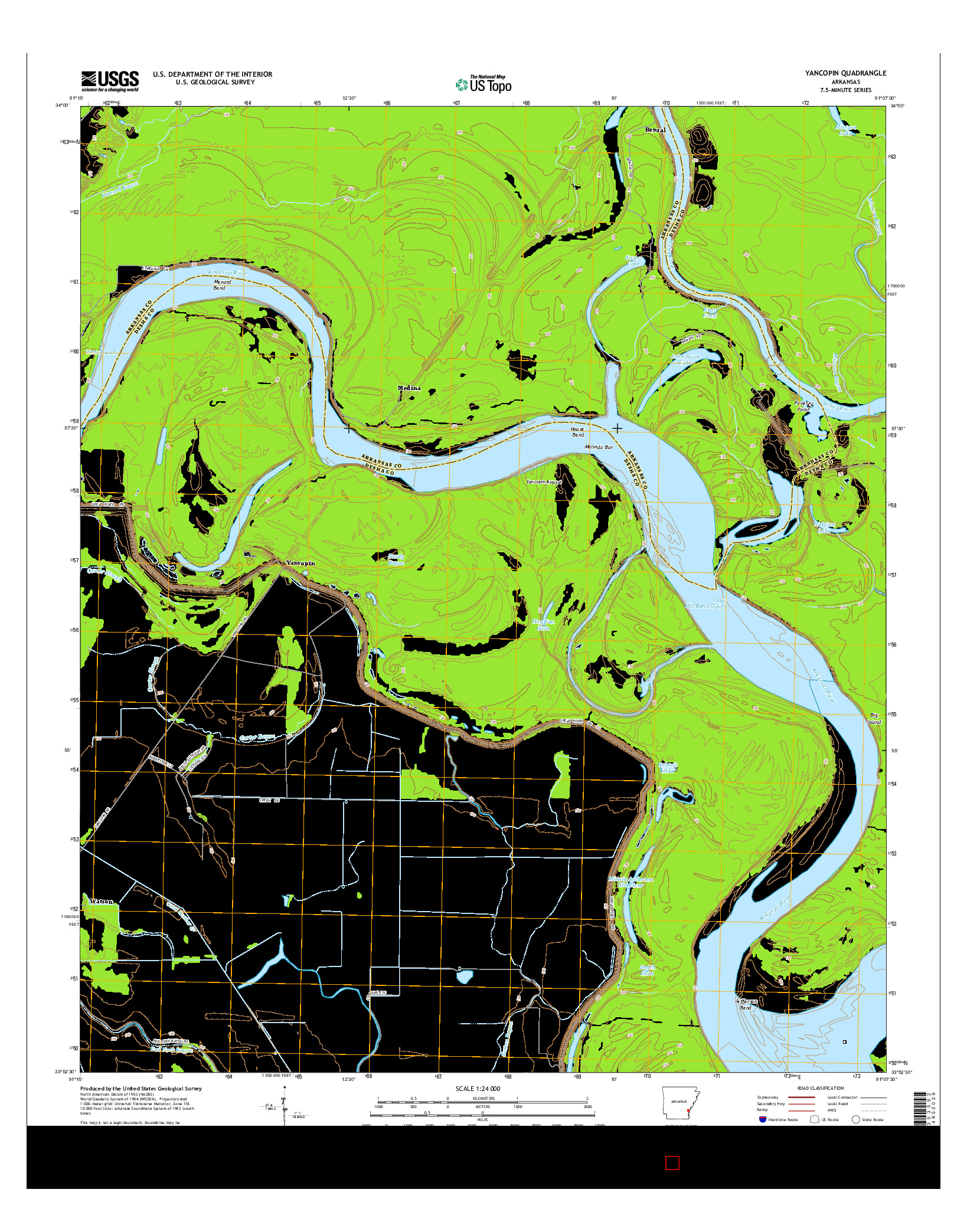 USGS US TOPO 7.5-MINUTE MAP FOR YANCOPIN, AR 2014