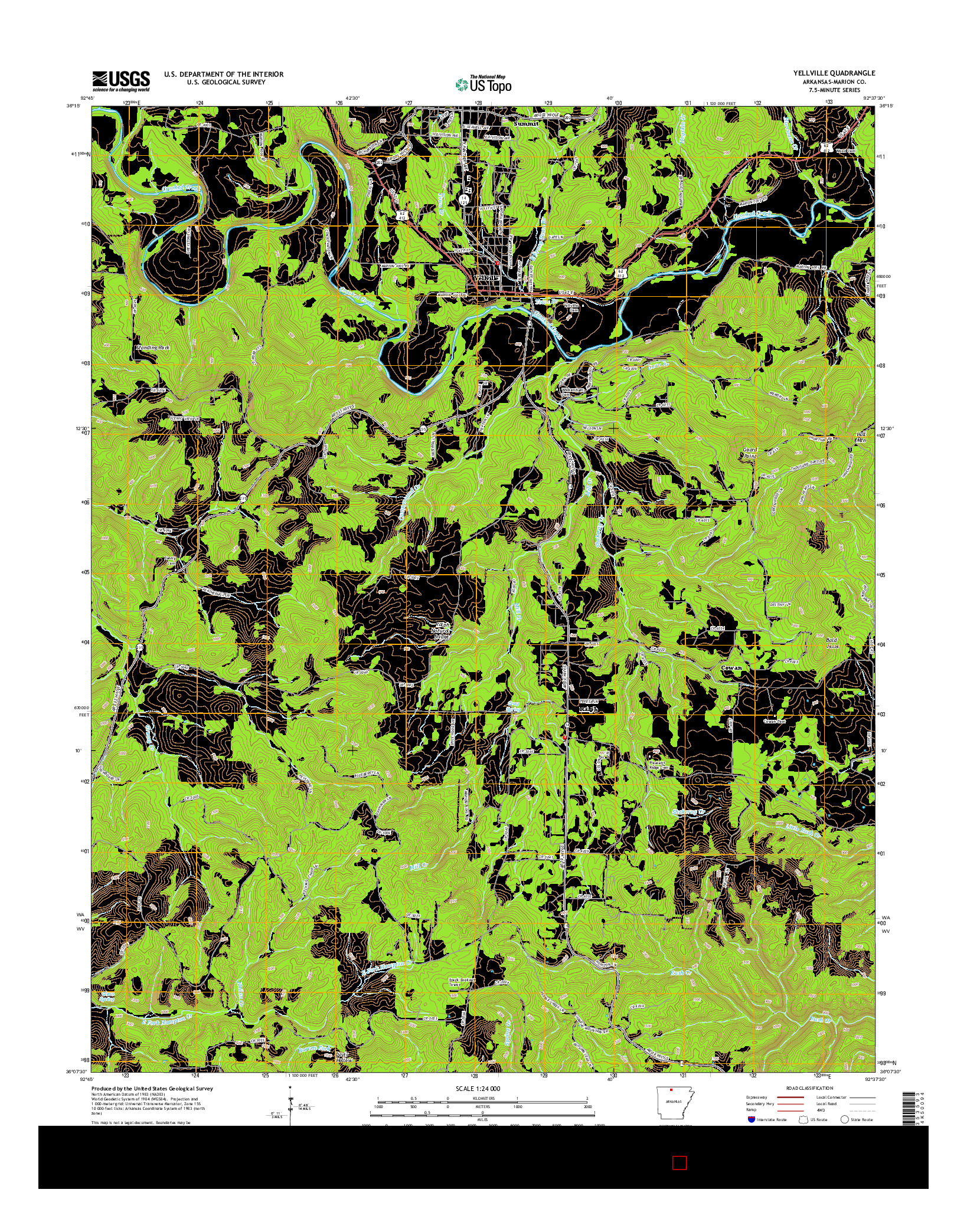 USGS US TOPO 7.5-MINUTE MAP FOR YELLVILLE, AR 2014