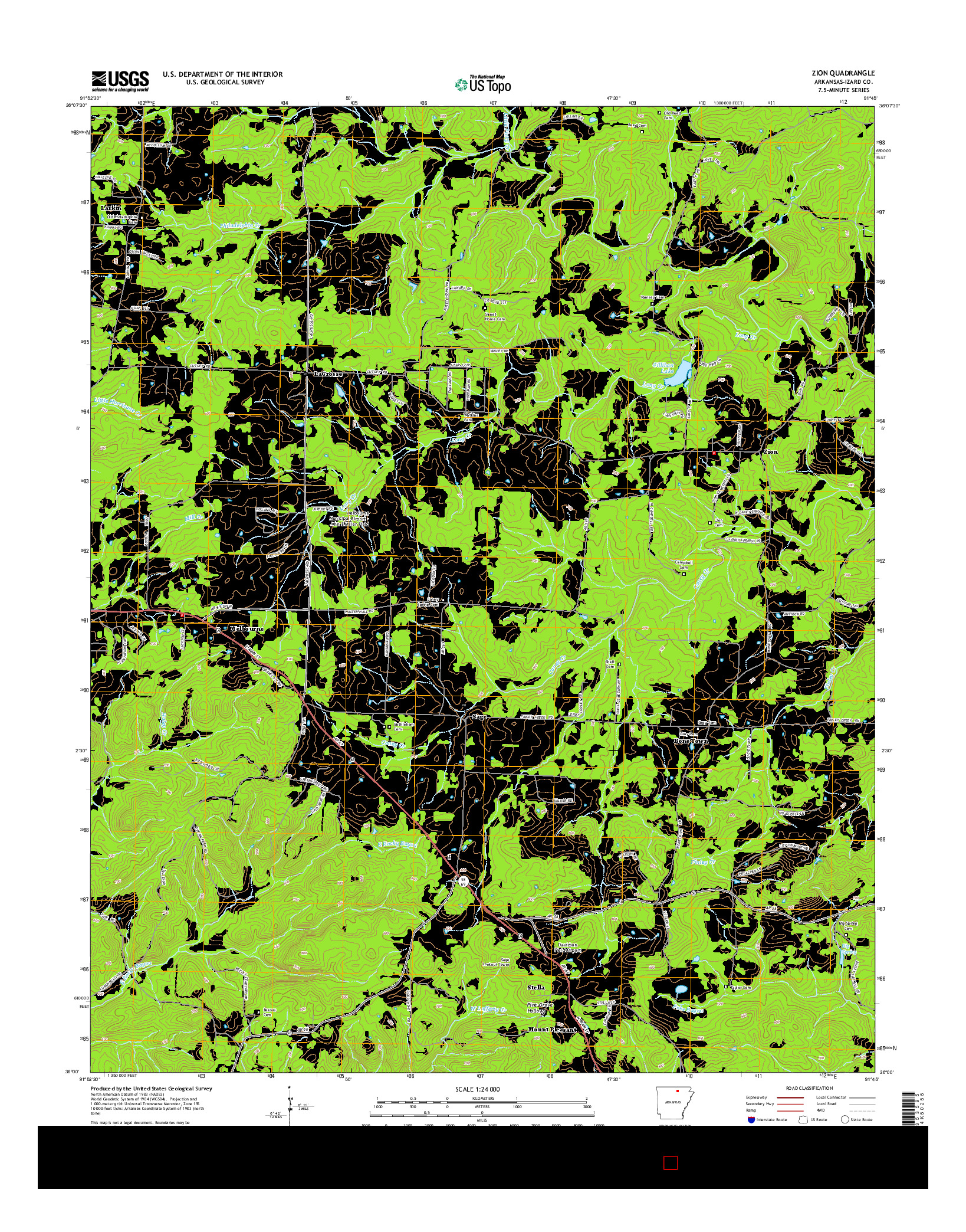 USGS US TOPO 7.5-MINUTE MAP FOR ZION, AR 2014