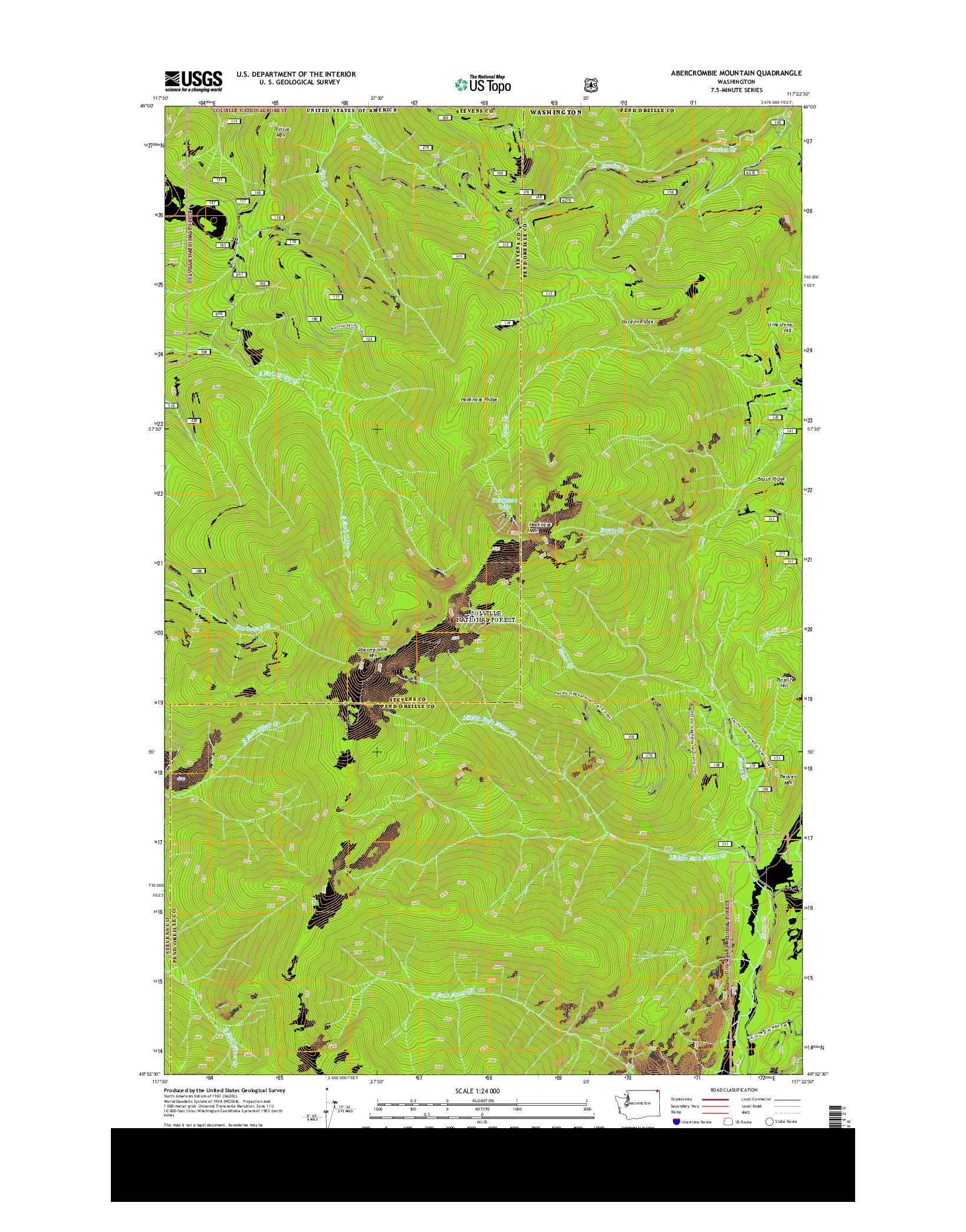 USGS US TOPO 7.5-MINUTE MAP FOR ABERCROMBIE MOUNTAIN, WA 2014