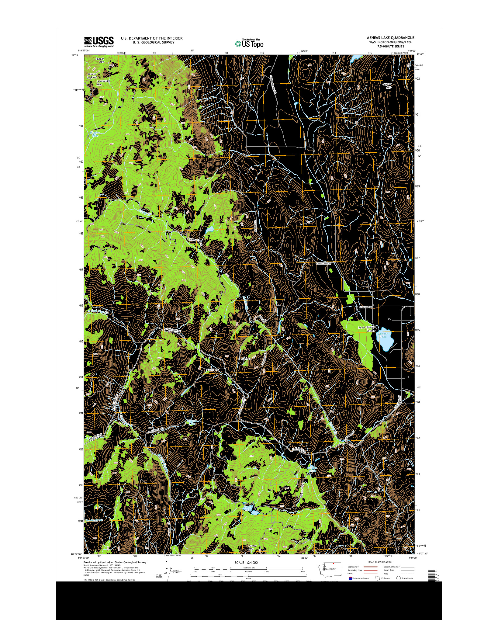 USGS US TOPO 7.5-MINUTE MAP FOR AENEAS LAKE, WA 2014