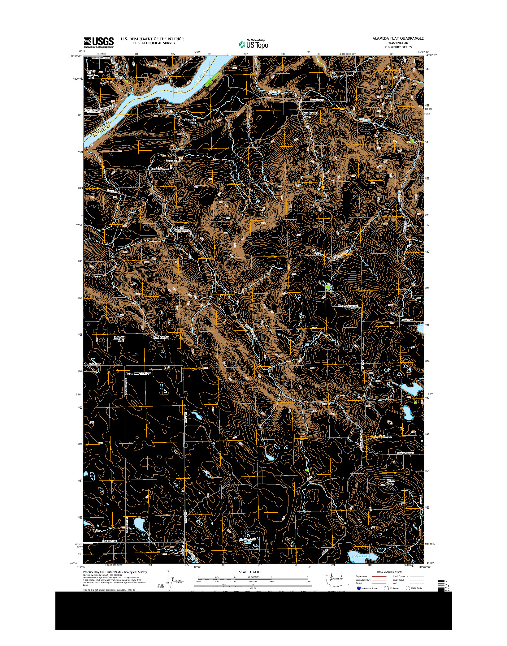 USGS US TOPO 7.5-MINUTE MAP FOR ALAMEDA FLAT, WA 2014