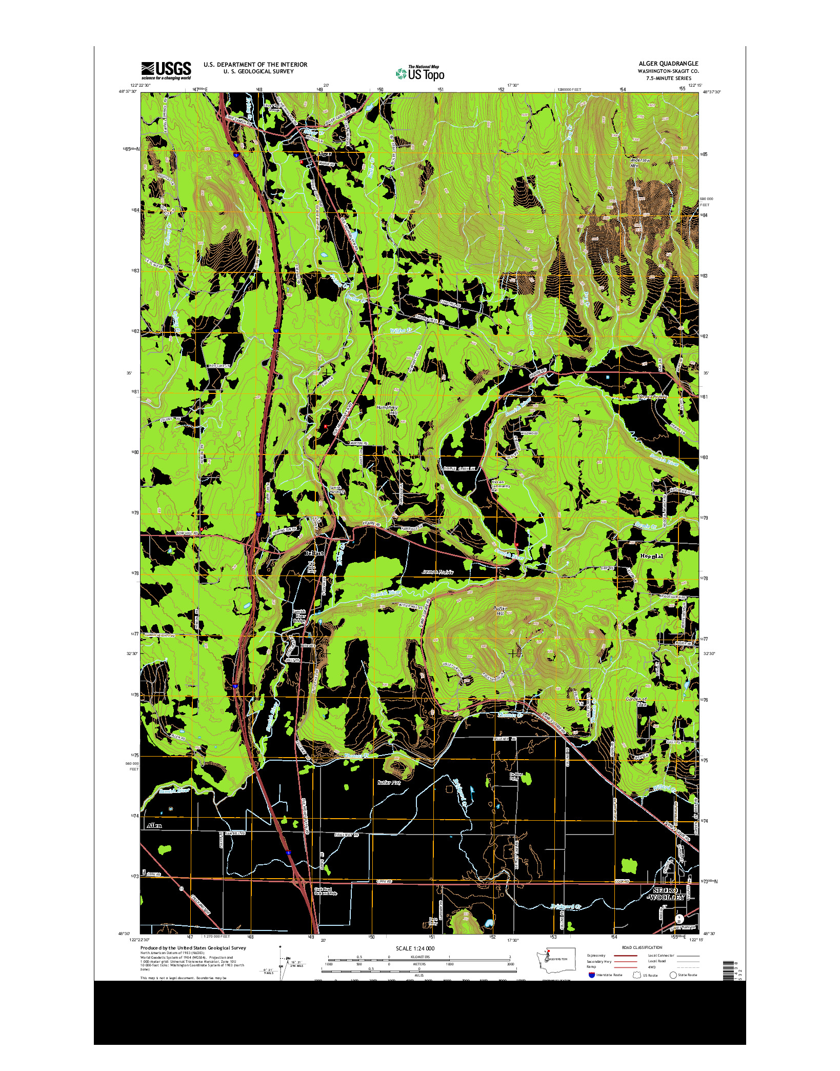 USGS US TOPO 7.5-MINUTE MAP FOR ALGER, WA 2014