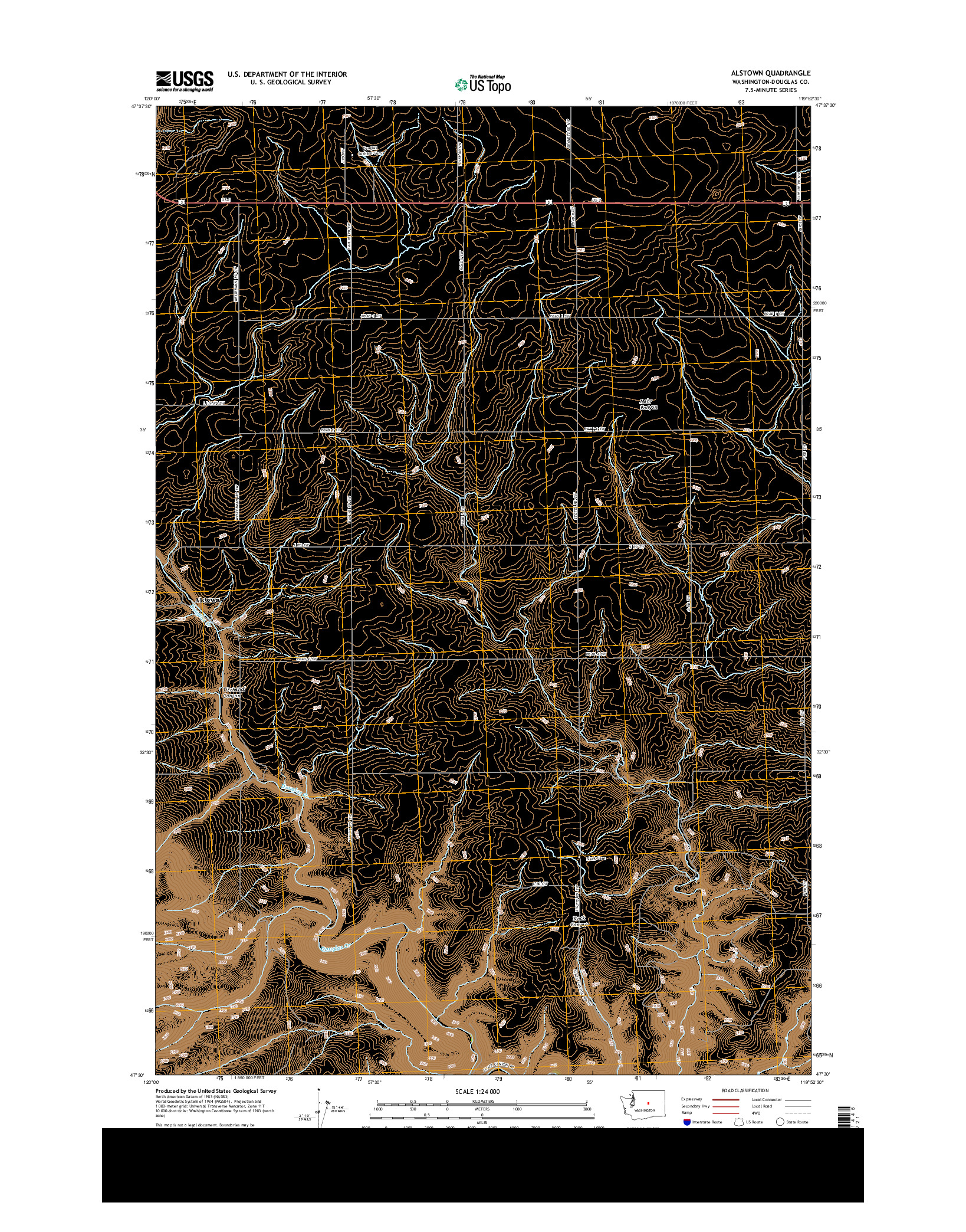 USGS US TOPO 7.5-MINUTE MAP FOR ALSTOWN, WA 2014