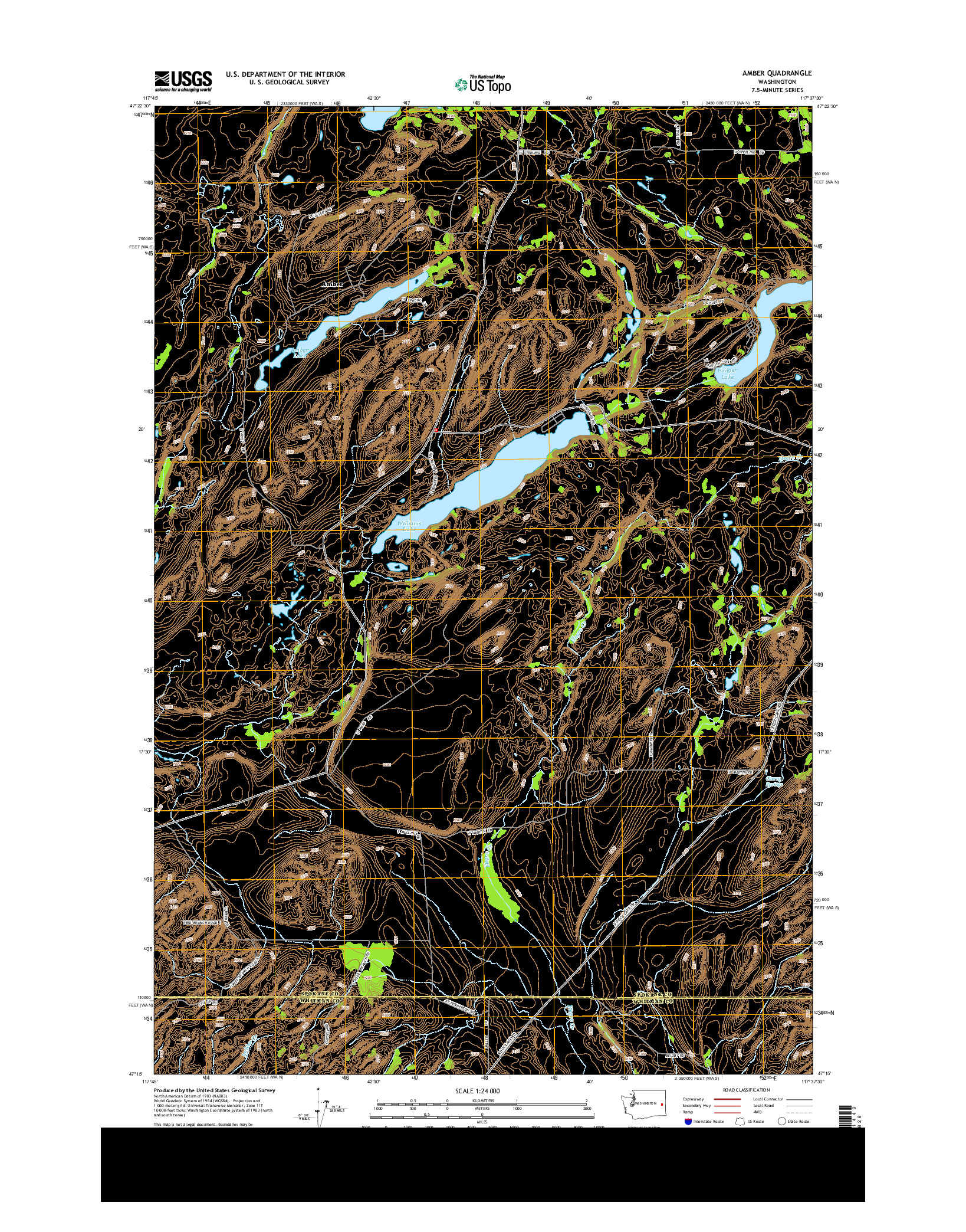 USGS US TOPO 7.5-MINUTE MAP FOR AMBER, WA 2014