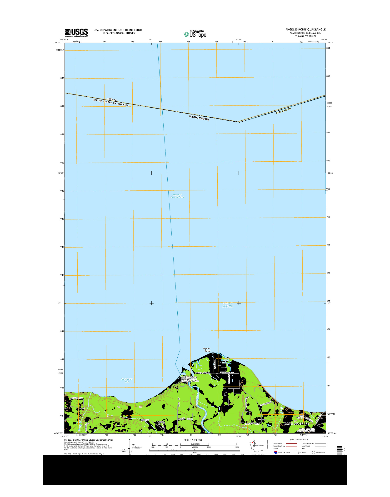 USGS US TOPO 7.5-MINUTE MAP FOR ANGELES POINT, WA 2014