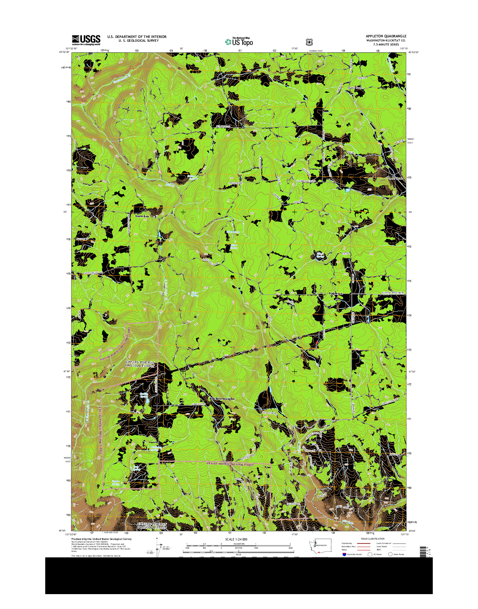 USGS US TOPO 7.5-MINUTE MAP FOR APPLETON, WA 2014
