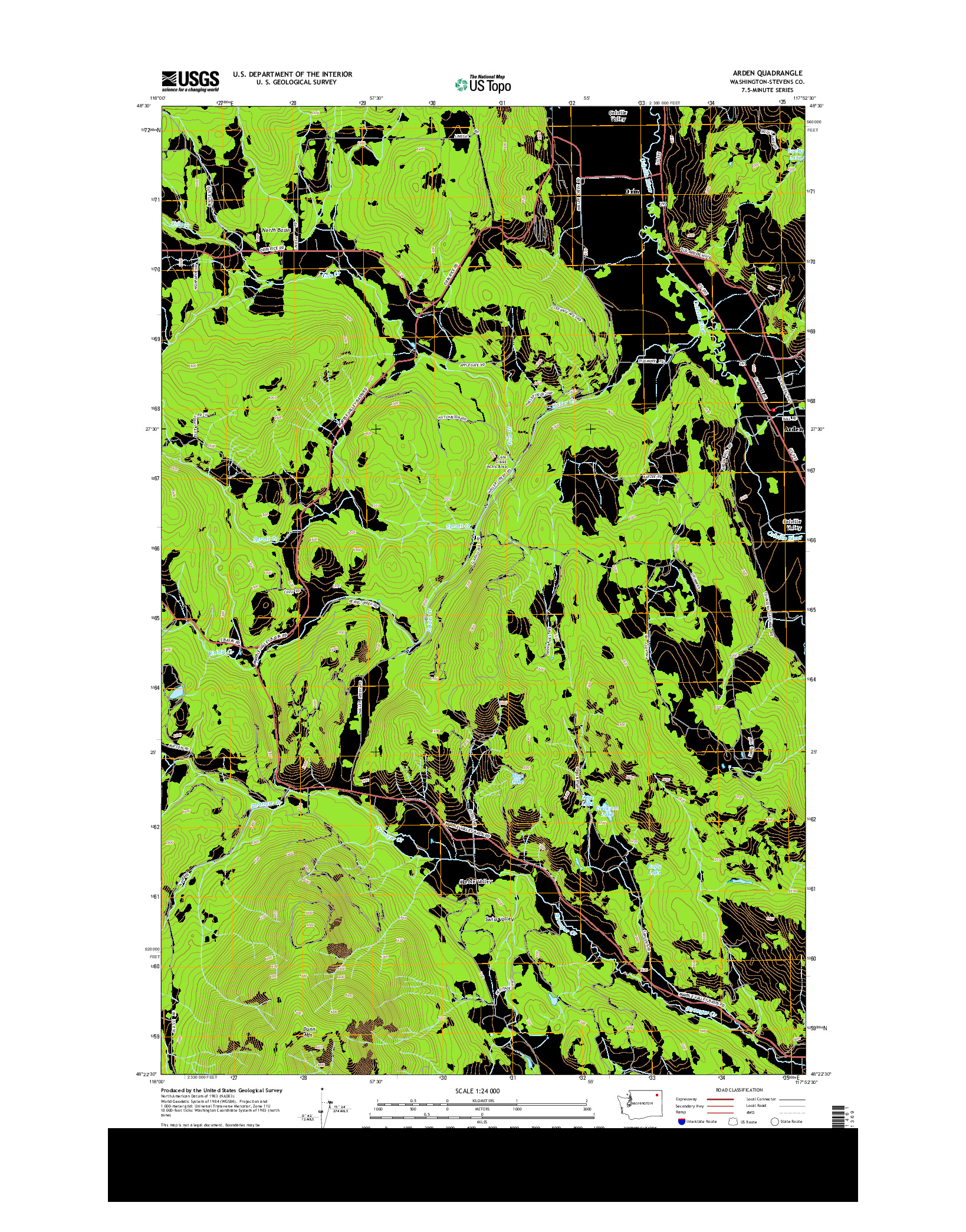 USGS US TOPO 7.5-MINUTE MAP FOR ARDEN, WA 2014