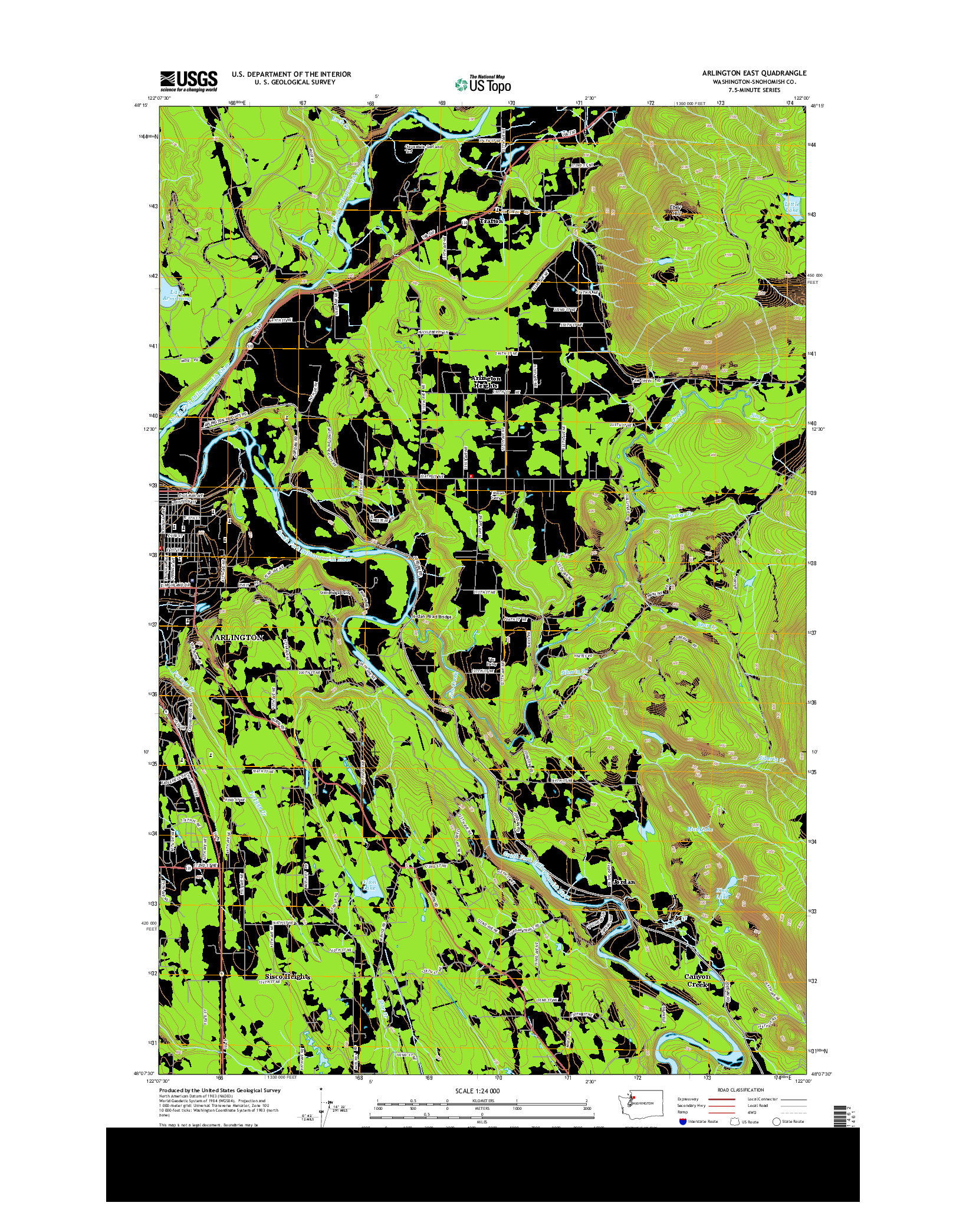 USGS US TOPO 7.5-MINUTE MAP FOR ARLINGTON EAST, WA 2014