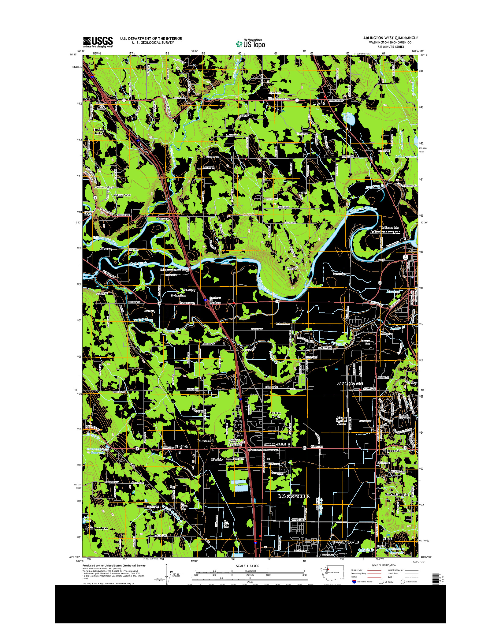 USGS US TOPO 7.5-MINUTE MAP FOR ARLINGTON WEST, WA 2014