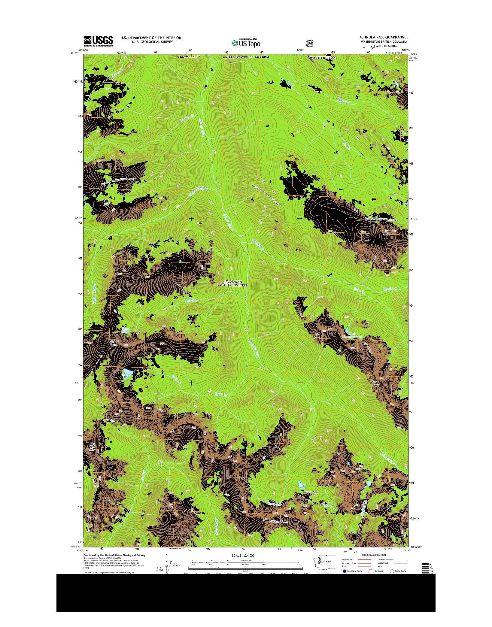 USGS US TOPO 7.5-MINUTE MAP FOR ASHNOLA PASS, WA-BC 2014