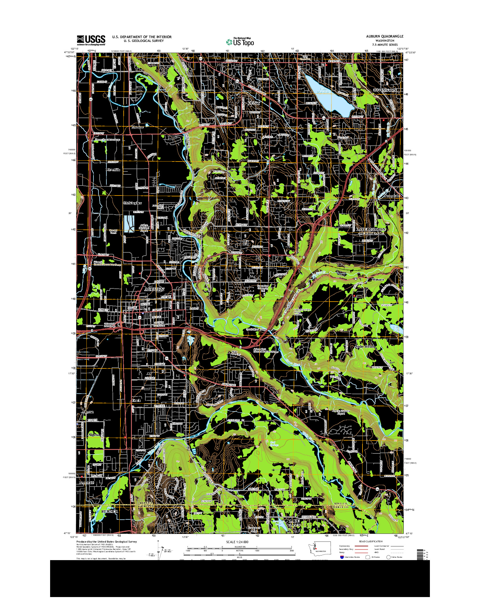 USGS US TOPO 7.5-MINUTE MAP FOR AUBURN, WA 2014