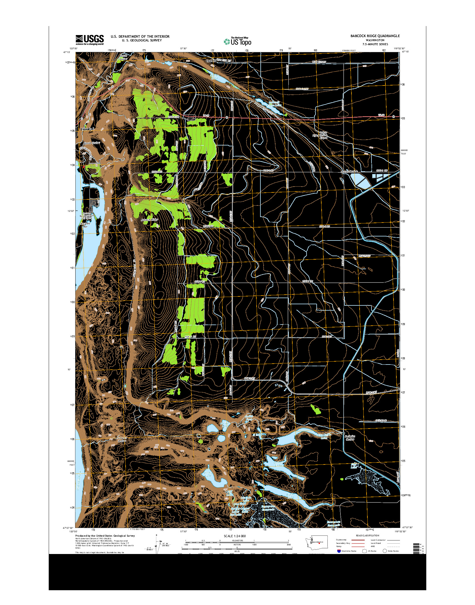 USGS US TOPO 7.5-MINUTE MAP FOR BABCOCK RIDGE, WA 2014
