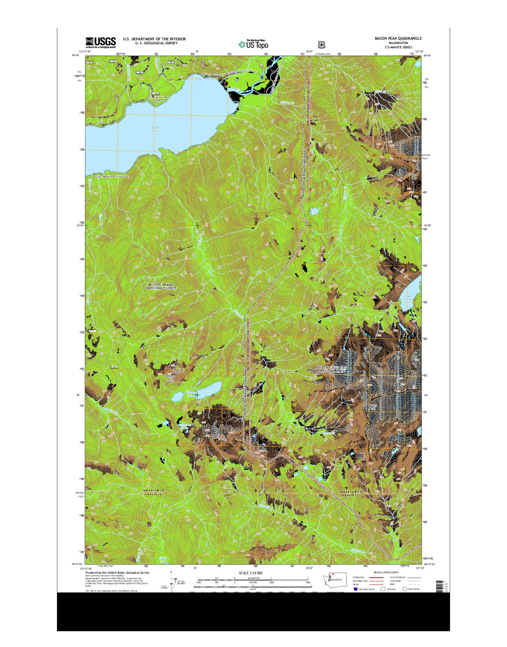 USGS US TOPO 7.5-MINUTE MAP FOR BACON PEAK, WA 2014