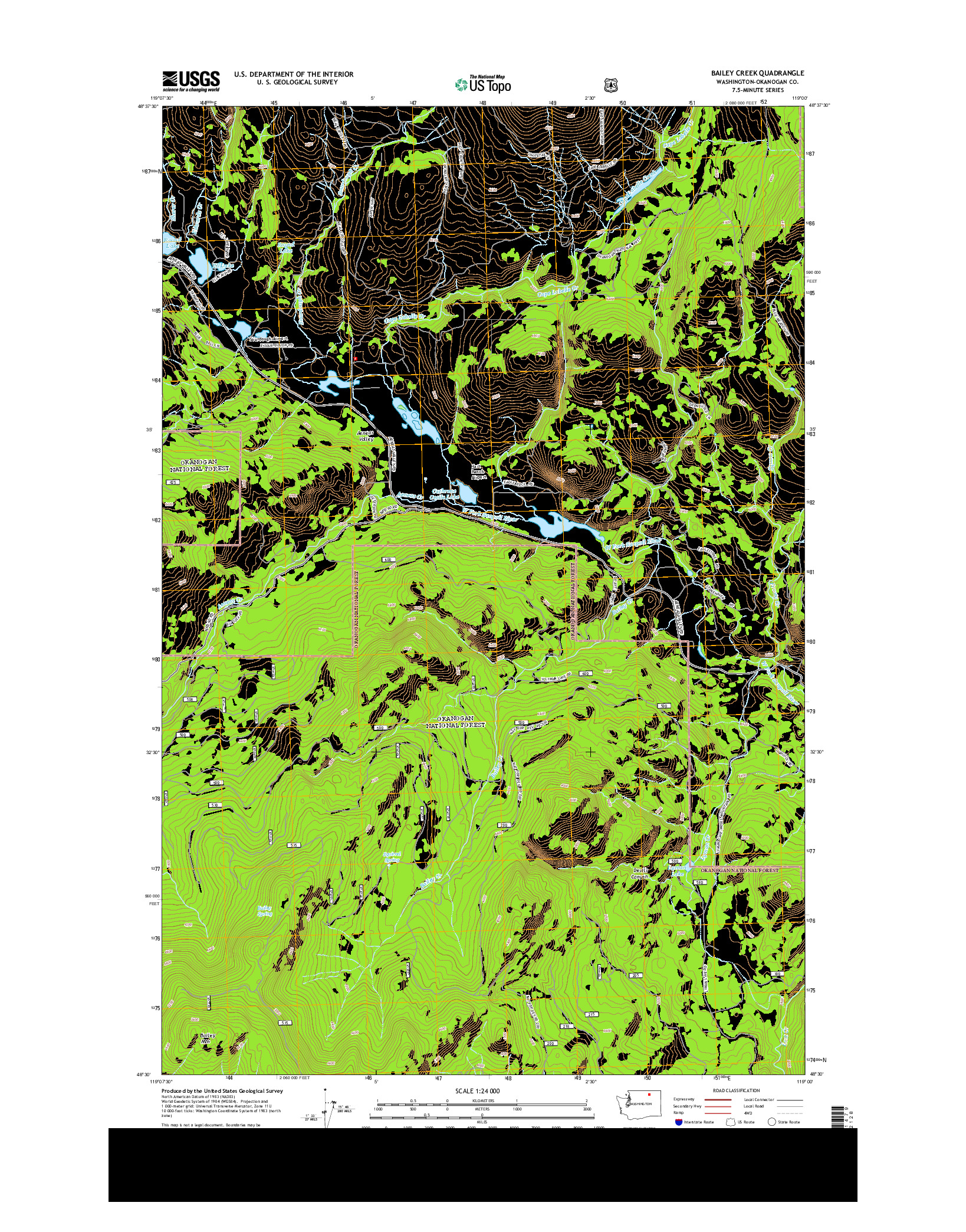 USGS US TOPO 7.5-MINUTE MAP FOR BAILEY CREEK, WA 2014