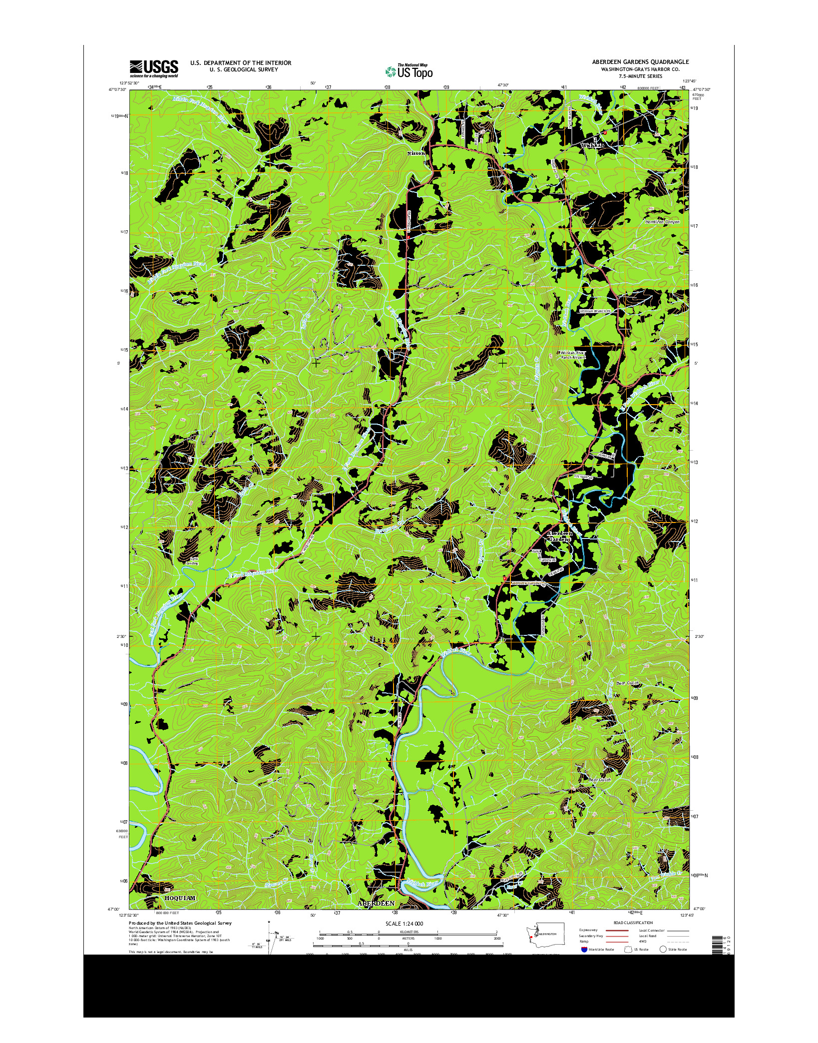 USGS US TOPO 7.5-MINUTE MAP FOR ABERDEEN GARDENS, WA 2014