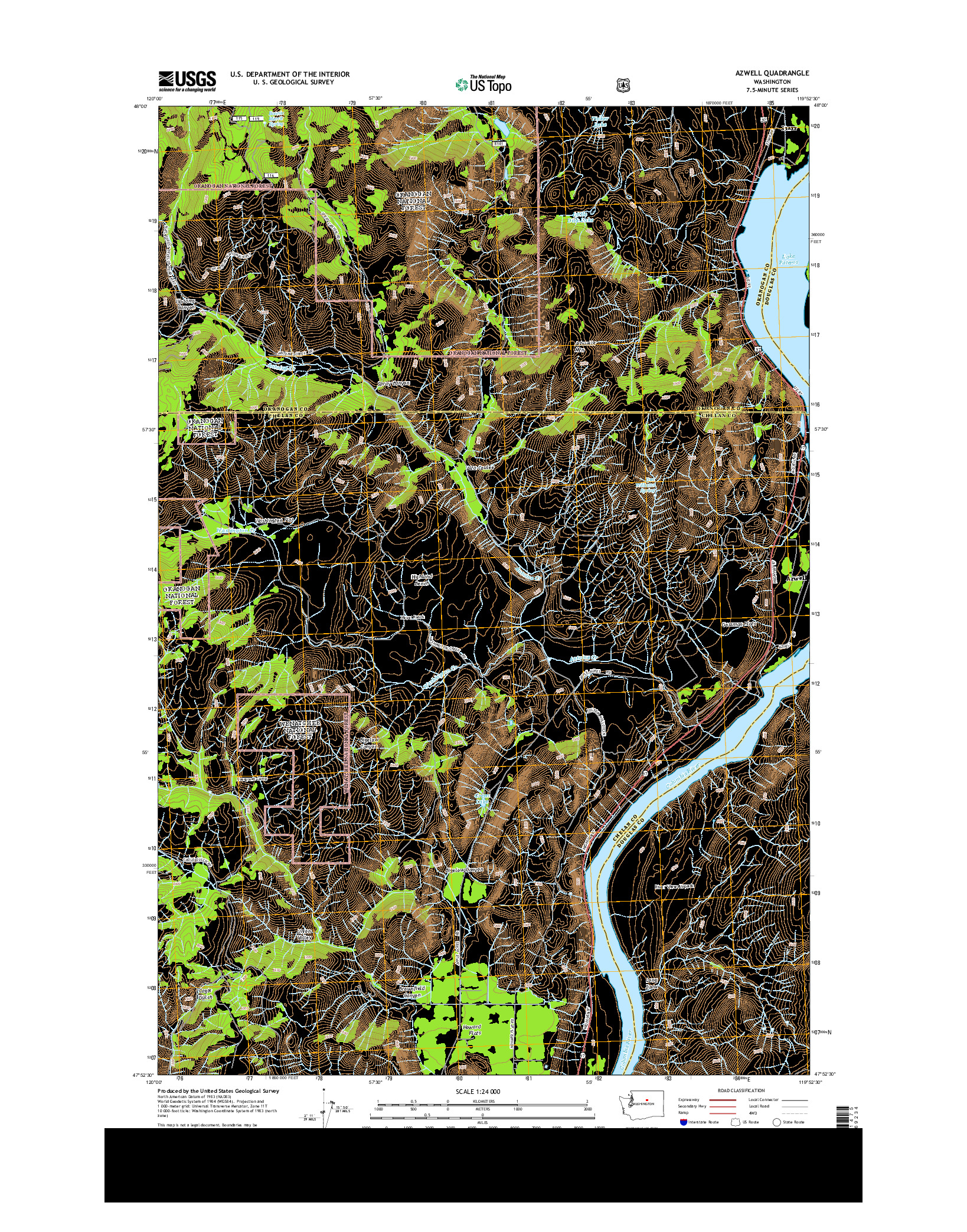 USGS US TOPO 7.5-MINUTE MAP FOR AZWELL, WA 2014