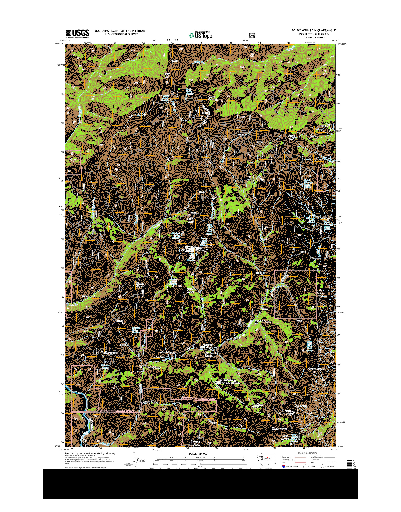 USGS US TOPO 7.5-MINUTE MAP FOR BALDY MOUNTAIN, WA 2014