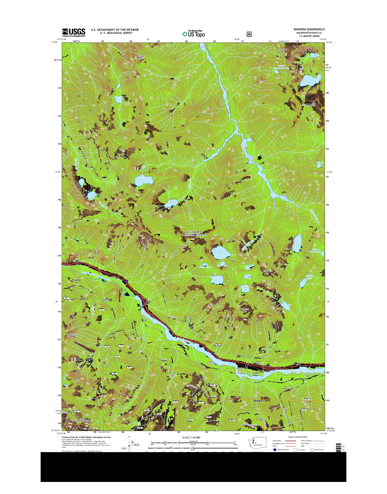 USGS US TOPO 7.5-MINUTE MAP FOR BANDERA, WA 2014