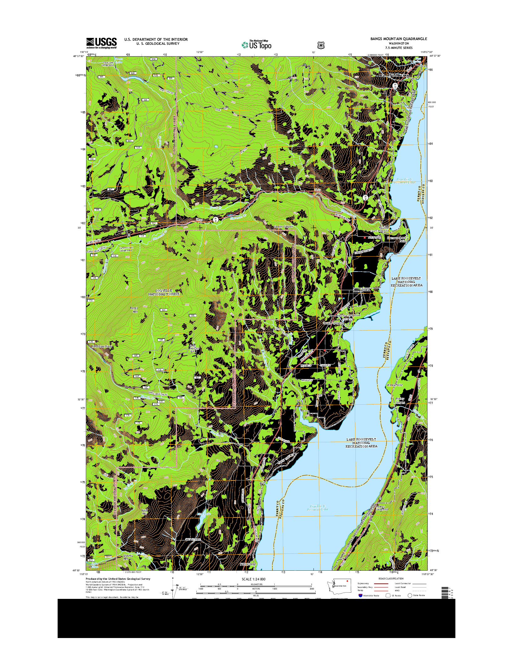 USGS US TOPO 7.5-MINUTE MAP FOR BANGS MOUNTAIN, WA 2014