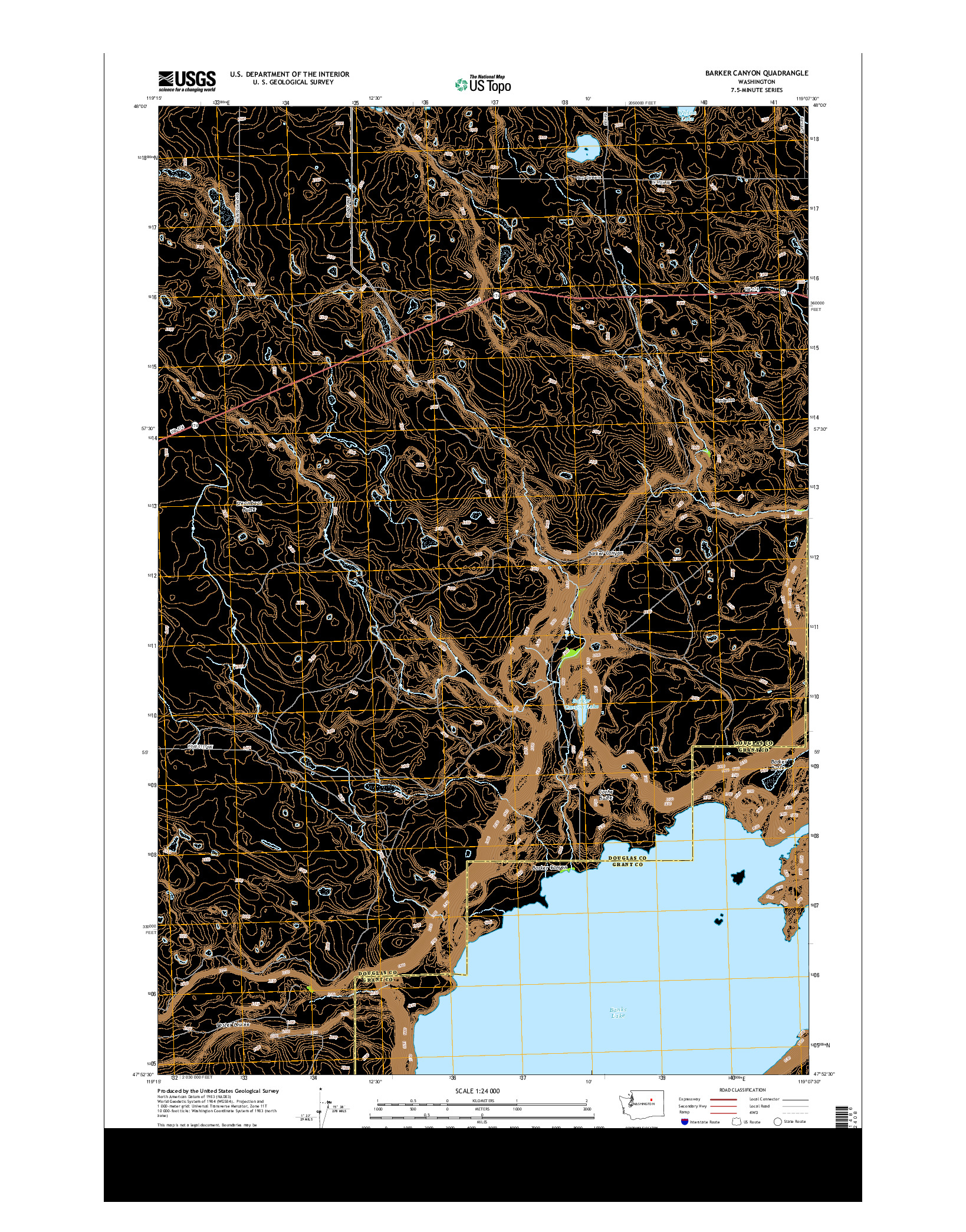 USGS US TOPO 7.5-MINUTE MAP FOR BARKER CANYON, WA 2014