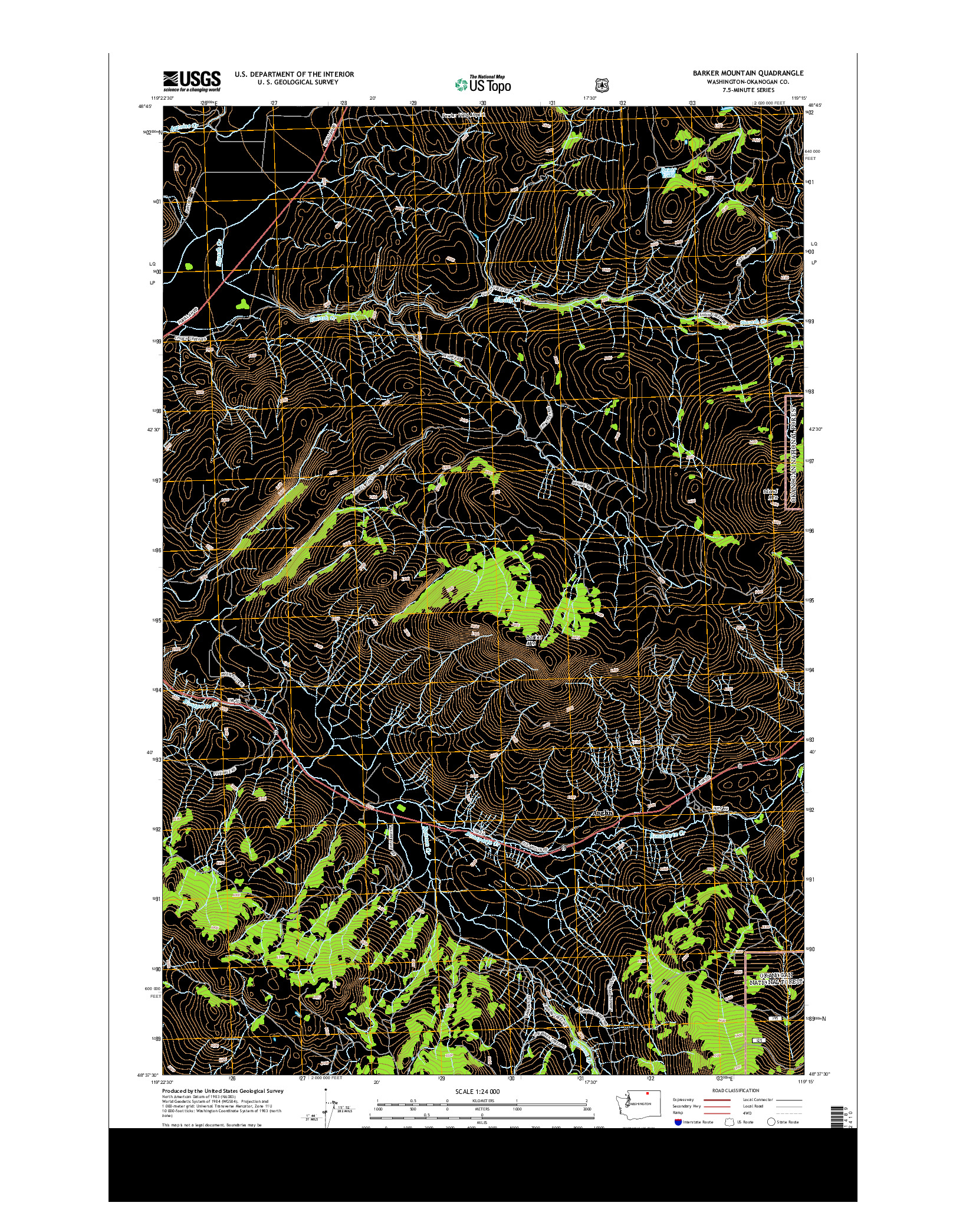 USGS US TOPO 7.5-MINUTE MAP FOR BARKER MOUNTAIN, WA 2014