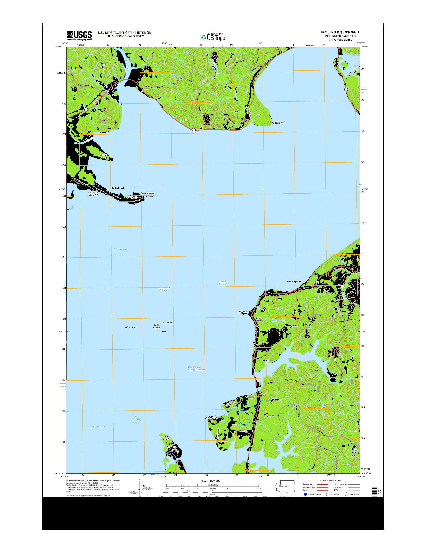 USGS US TOPO 7.5-MINUTE MAP FOR BAY CENTER, WA 2014