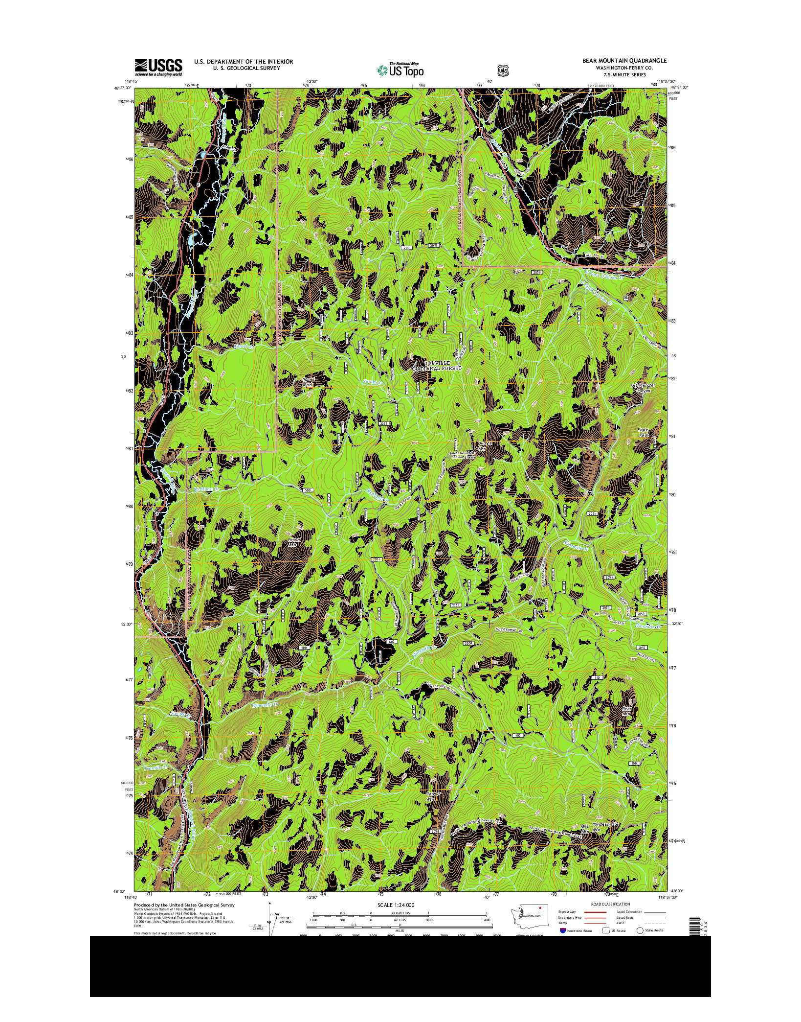 USGS US TOPO 7.5-MINUTE MAP FOR BEAR MOUNTAIN, WA 2014