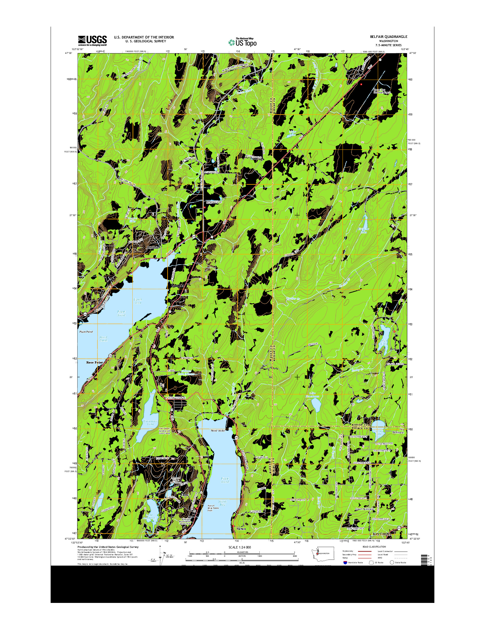 USGS US TOPO 7.5-MINUTE MAP FOR BELFAIR, WA 2014