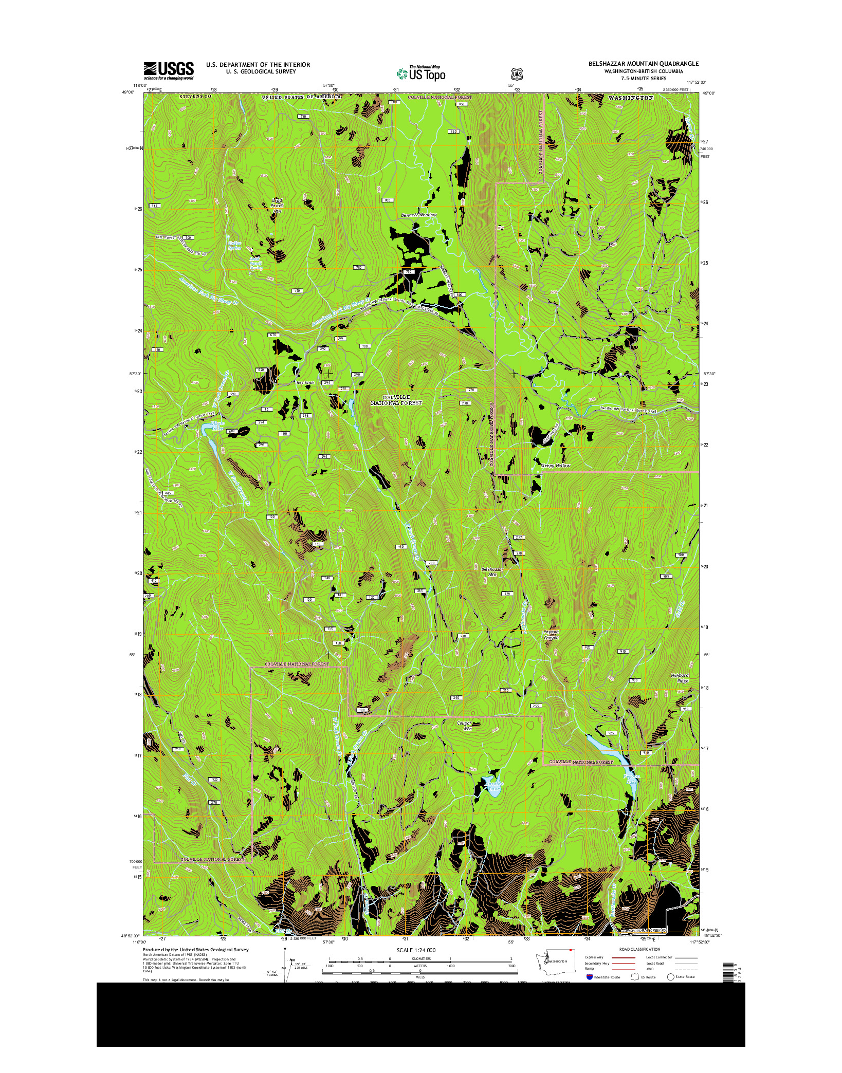 USGS US TOPO 7.5-MINUTE MAP FOR BELSHAZZAR MOUNTAIN, WA-BC 2014