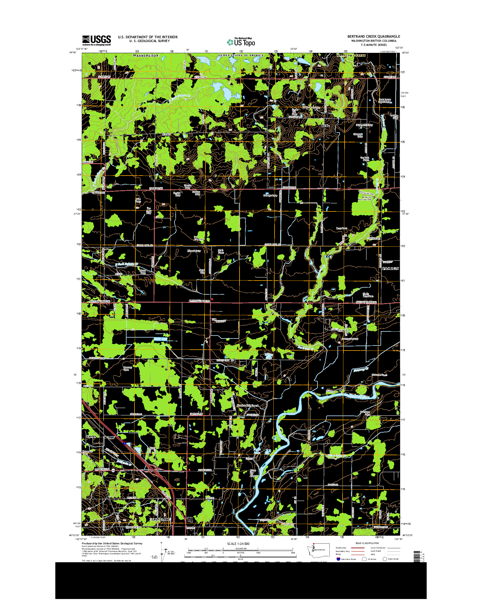 USGS US TOPO 7.5-MINUTE MAP FOR BERTRAND CREEK, WA-BC 2014
