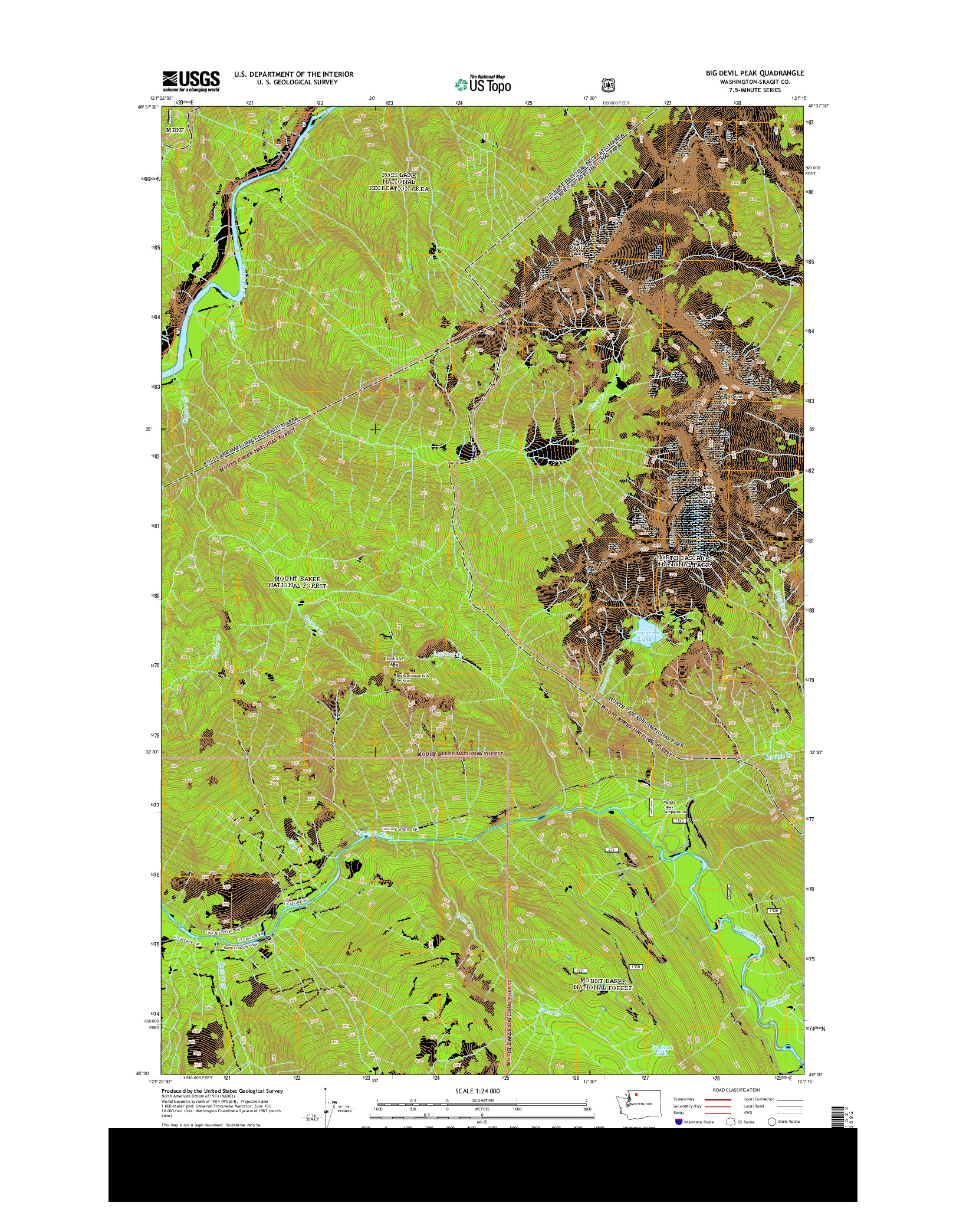 USGS US TOPO 7.5-MINUTE MAP FOR BIG DEVIL PEAK, WA 2014