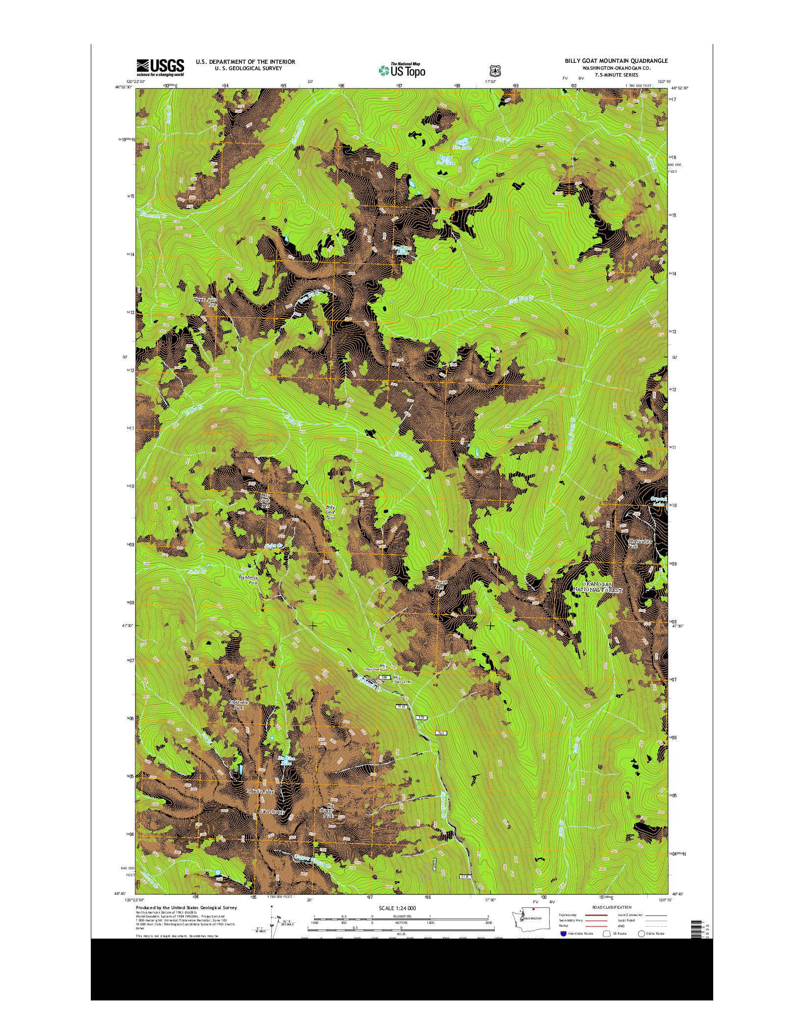 USGS US TOPO 7.5-MINUTE MAP FOR BILLY GOAT MOUNTAIN, WA 2014