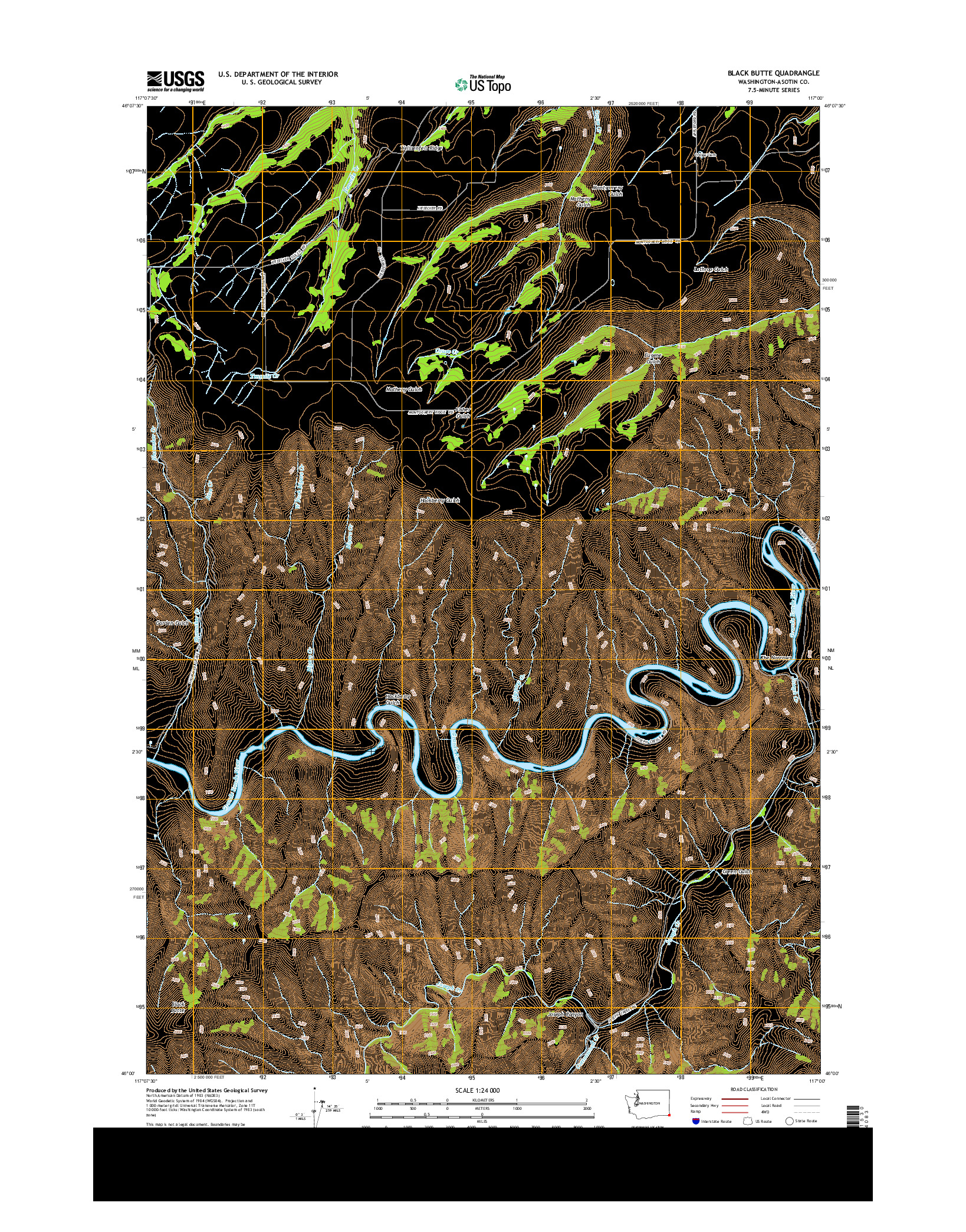USGS US TOPO 7.5-MINUTE MAP FOR BLACK BUTTE, WA 2014