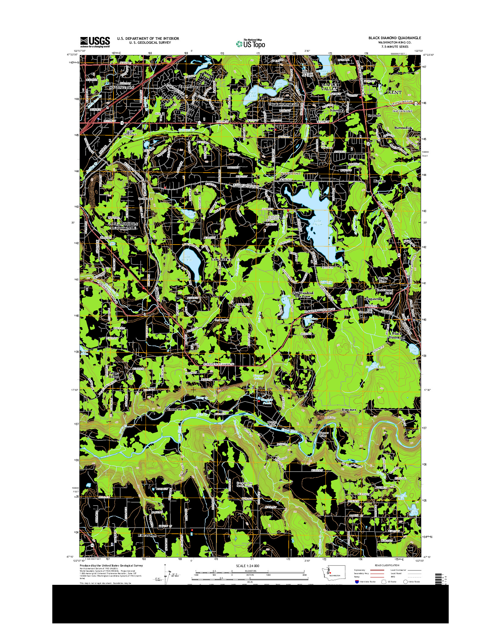 USGS US TOPO 7.5-MINUTE MAP FOR BLACK DIAMOND, WA 2014