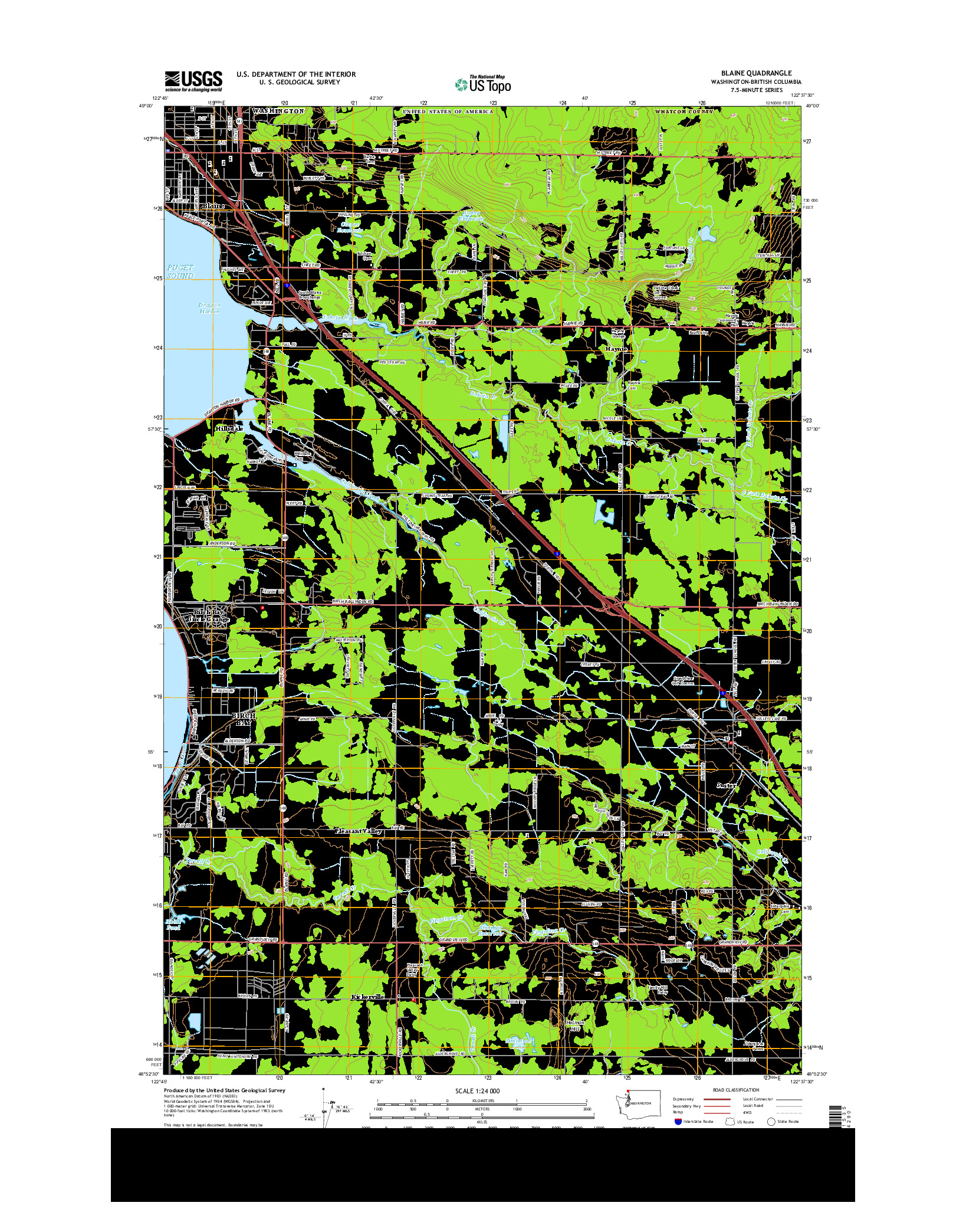 USGS US TOPO 7.5-MINUTE MAP FOR BLAINE, WA-BC 2014