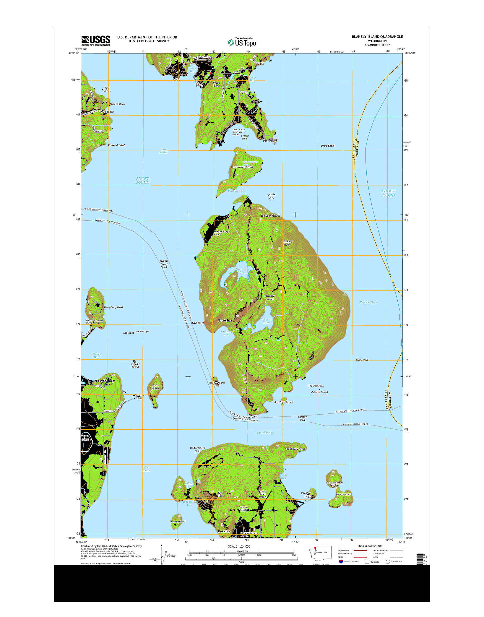 USGS US TOPO 7.5-MINUTE MAP FOR BLAKELY ISLAND, WA 2014