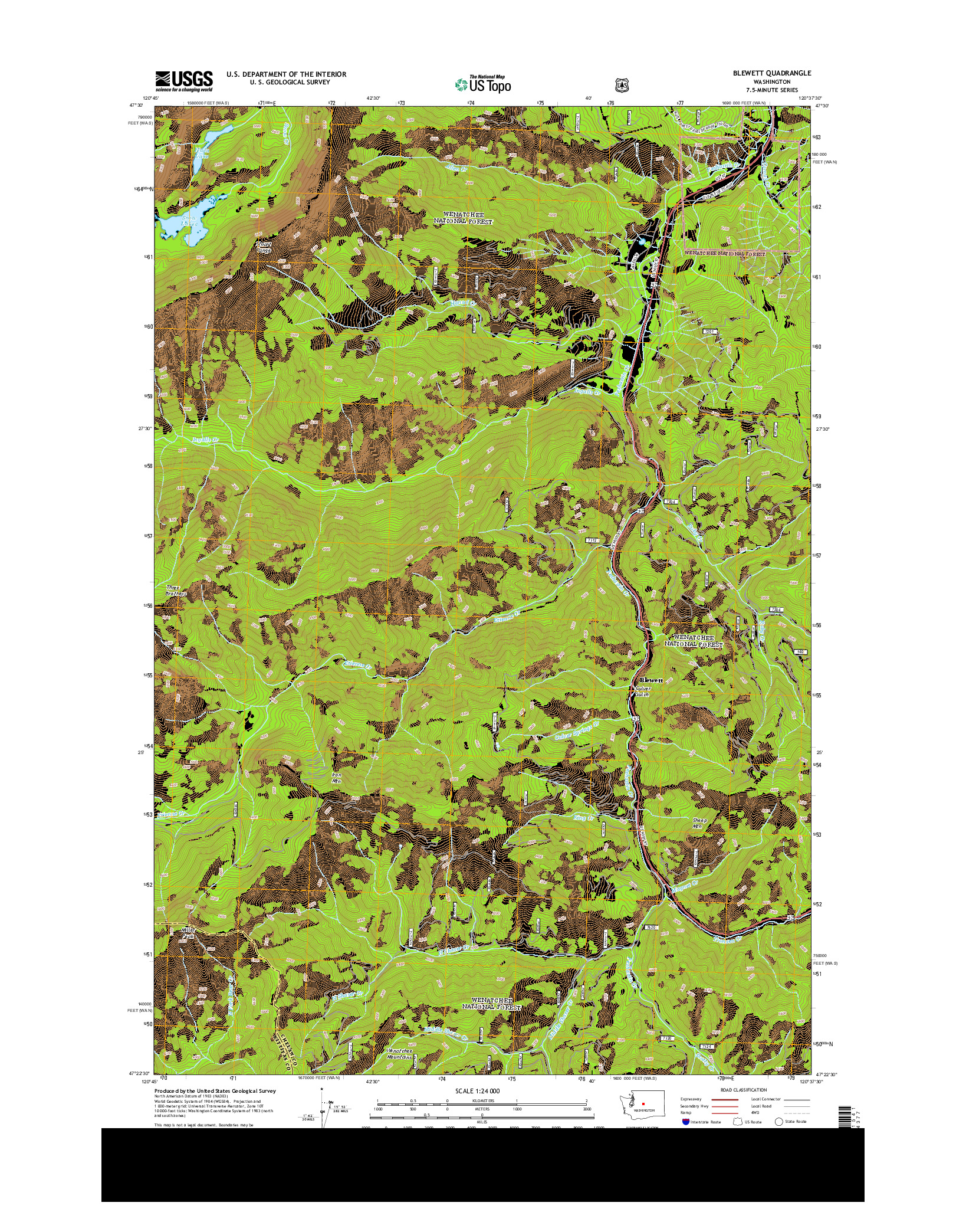 USGS US TOPO 7.5-MINUTE MAP FOR BLEWETT, WA 2014