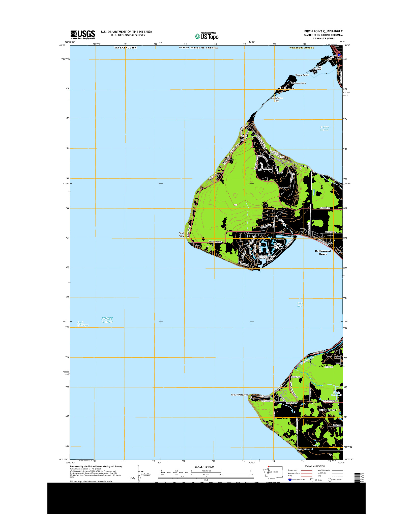 USGS US TOPO 7.5-MINUTE MAP FOR BIRCH POINT, WA-BC 2014