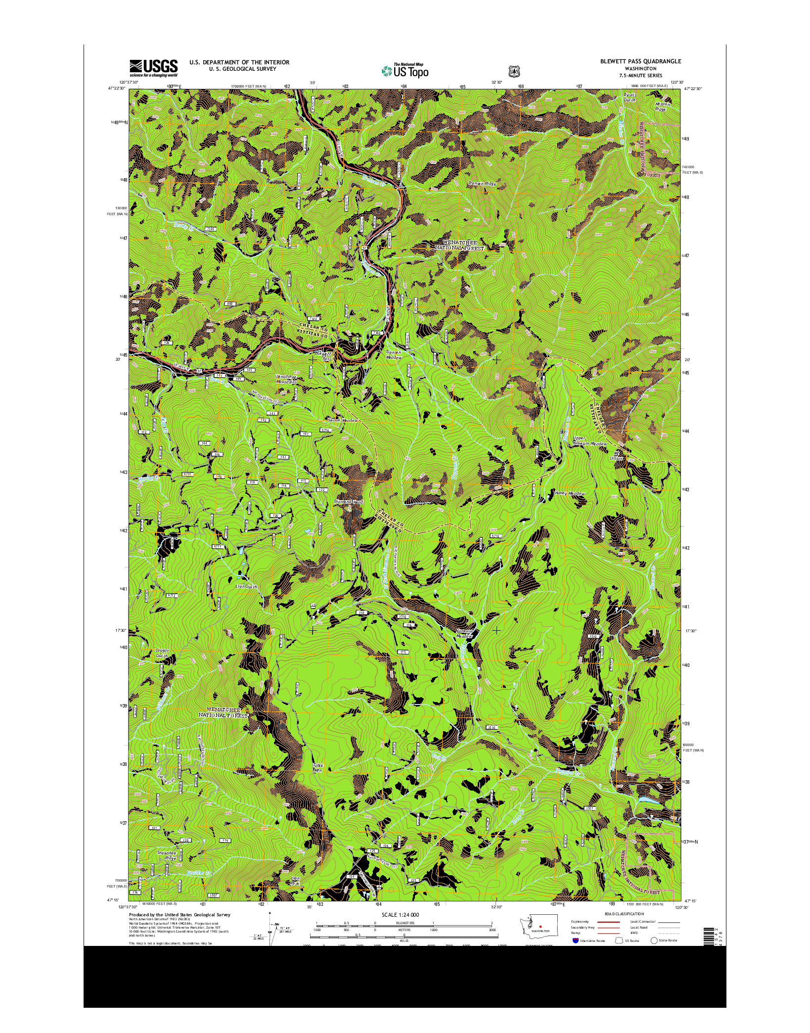 USGS US TOPO 7.5-MINUTE MAP FOR BLEWETT PASS, WA 2014